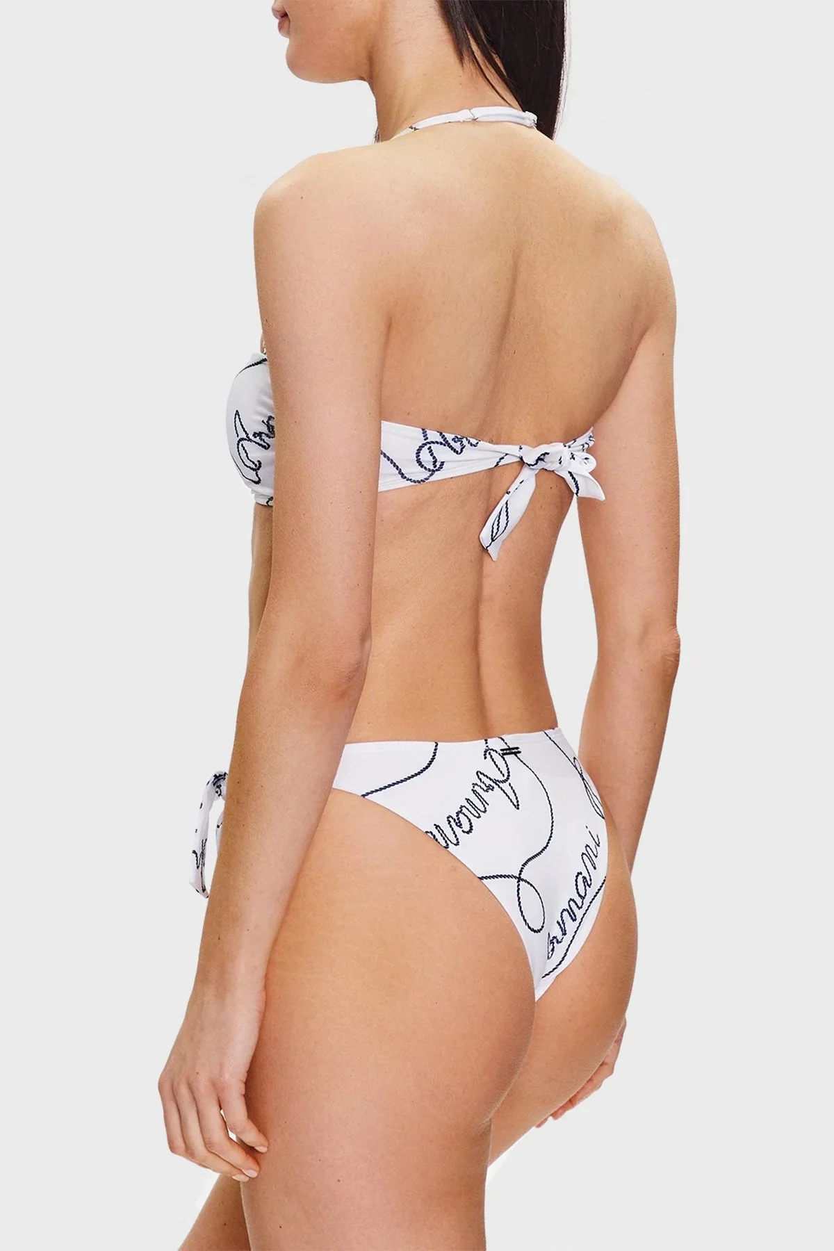 Emporio Armani Desenli Bağlama Detaylı Sert Hafif Dolgulu Kadın Bikini 262636 3R310 10410 BEYAZ - 3