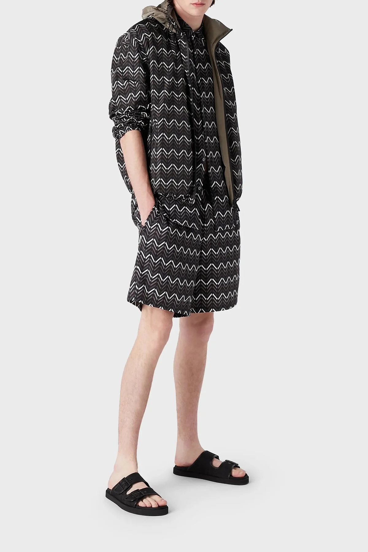 Emporio Armani Desenli Belden Bağlamalı Regular Fit Cepli Erkek Bermuda 3R1PR0 1NWDZ F074 SİYAH - 3