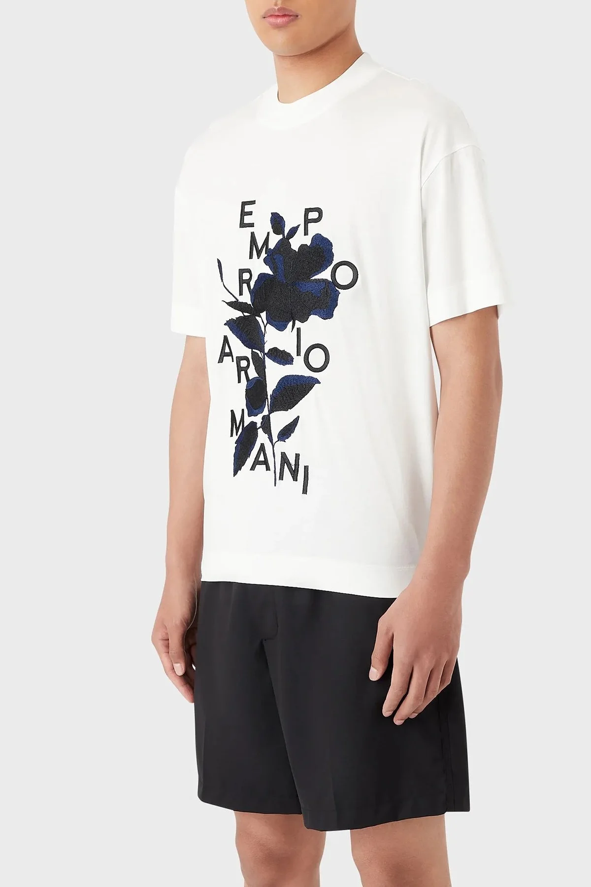 Emporio Armani Desenli Bisiklet Yaka Pamuklu Relaxed Fit Erkek T Shirt 3R1TBC 1JUVZ 0101 BEYAZ - 1