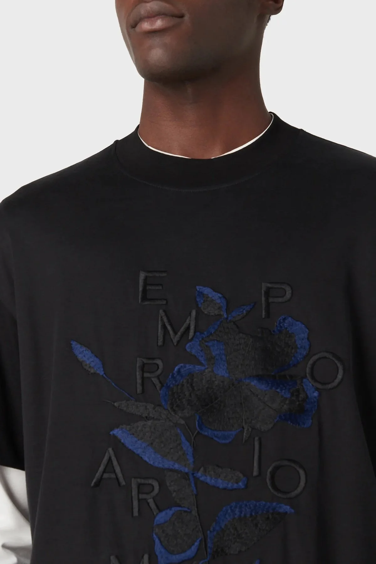 Emporio Armani Desenli Bisiklet Yaka Pamuklu Relaxed Fit Erkek T Shirt 3R1TBC 1JUVZ 0999 SİYAH - 3