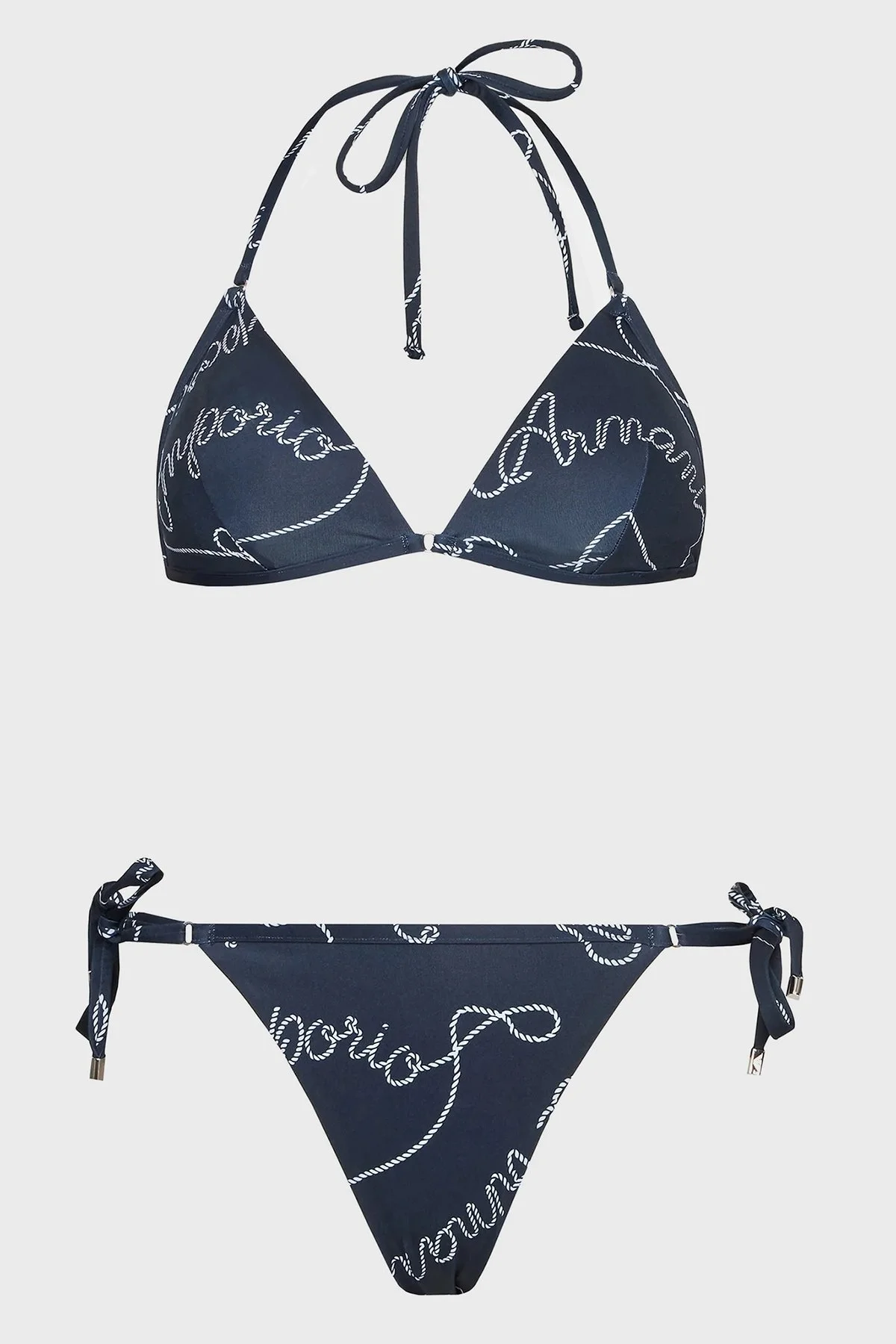 Emporio Armani Desenli Boyundan Bağlamalı Hafif Dolgulu Üçgen Bayan Bikini 262671 3R310 01736 BEYAZ - 8