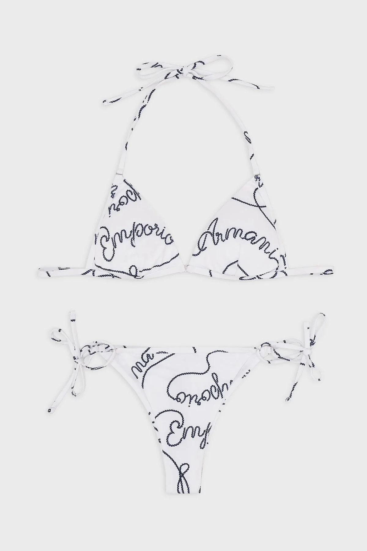 Emporio Armani Desenli Boyundan Bağlamalı Hafif Dolgulu Üçgen Kadın Bikini 262671 3R310 10410 BEYAZ - 2