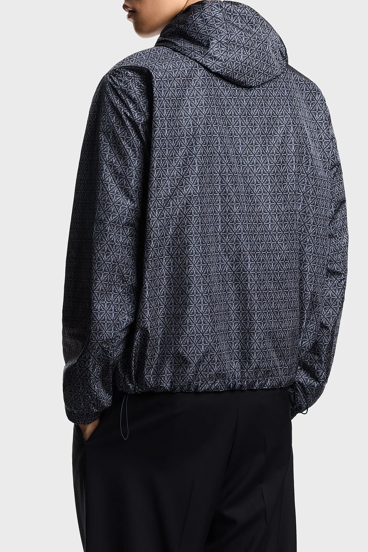 Emporio Armani Desenli Çift Taraflı Comfort Fit Kapüşonlu Erkek Mont EM003265 AF12021 FB286 LACİVERT - 3