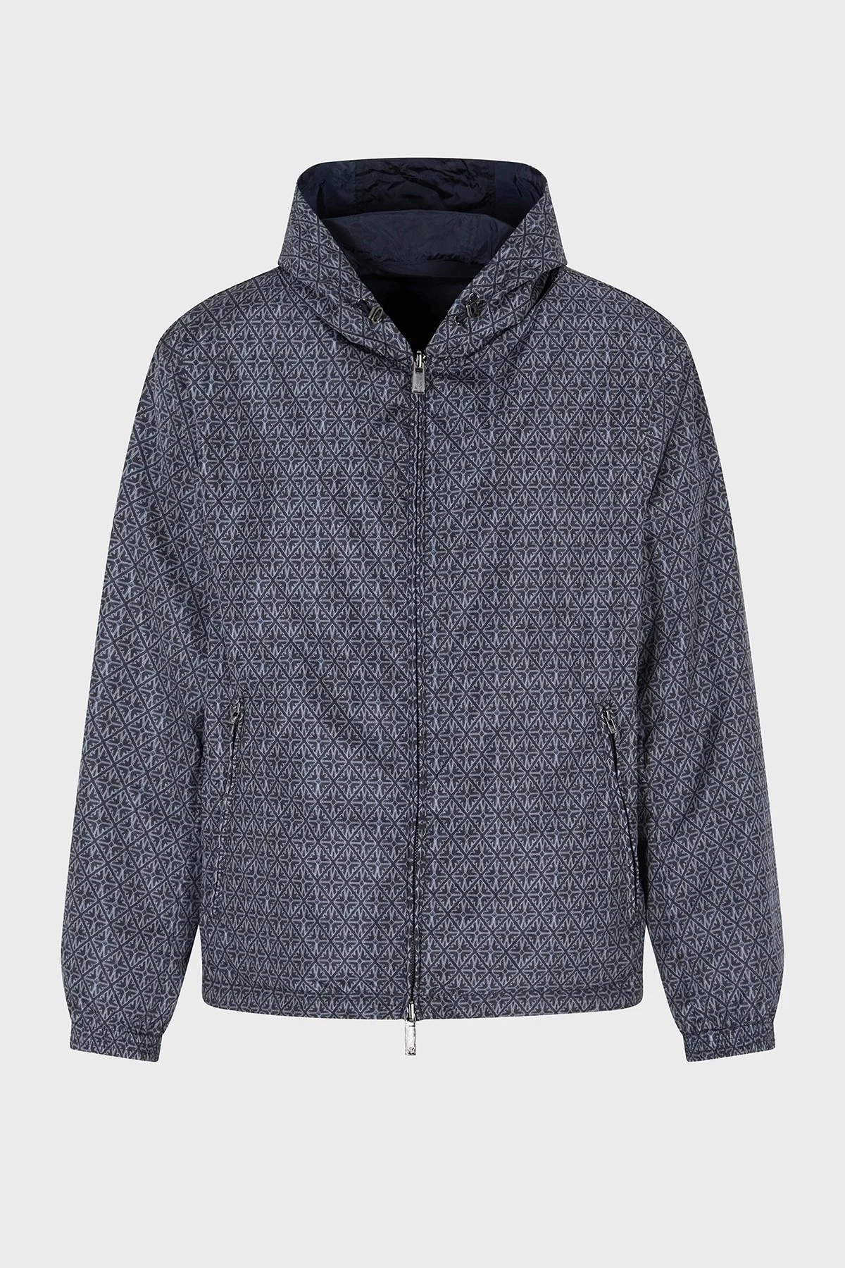 Emporio Armani Desenli Çift Taraflı Comfort Fit Kapüşonlu Erkek Mont EM003265 AF12021 FB286 LACİVERT - 7