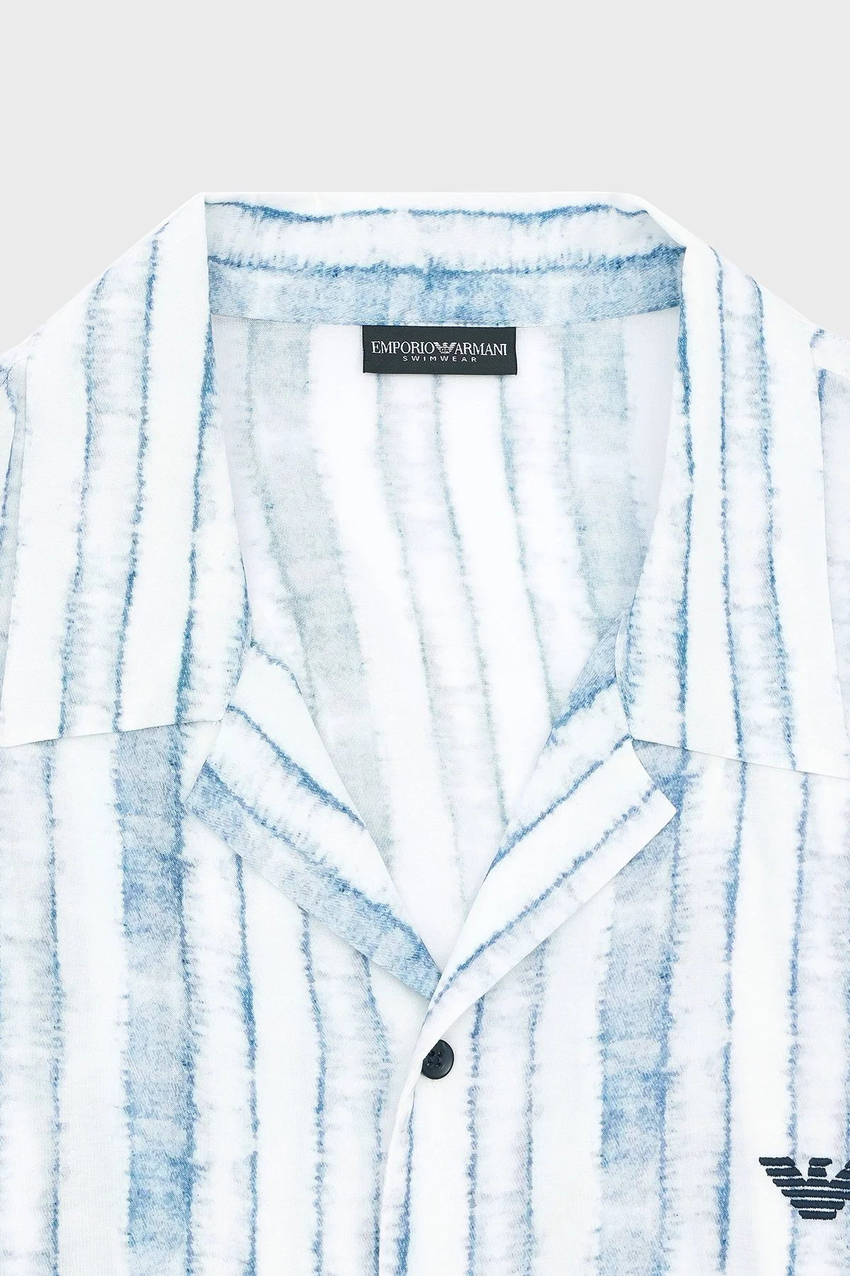 Emporio Armani Desenli Comfort Fit Apaş Yaka Kısa Kollu Erkek Gömlek EM000593 AF12351 F0027 BEYAZ-MAVİ - 4