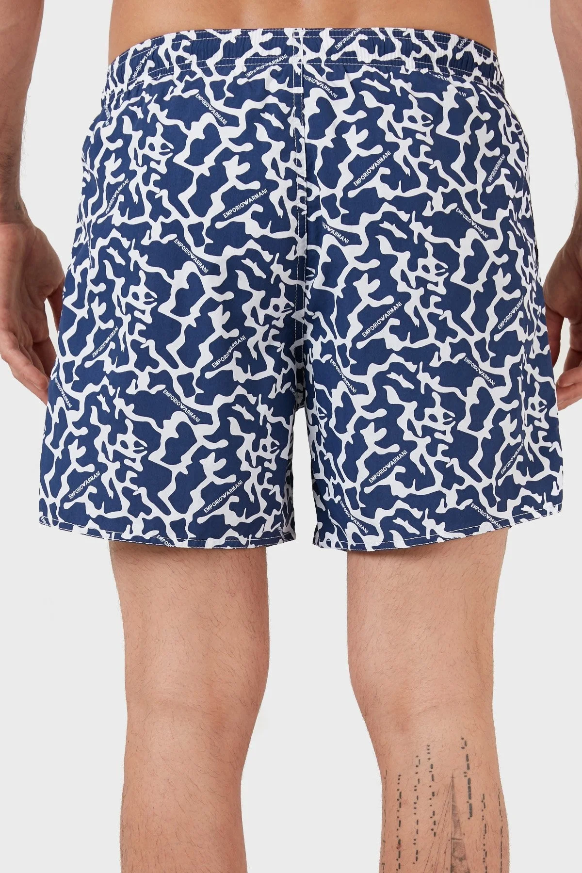 Emporio Armani Desenli Deniz Şortu Belden Bağlamalı Cepli Erkek Mayo Short S 211740 2R444 91635 MAVİ - 11