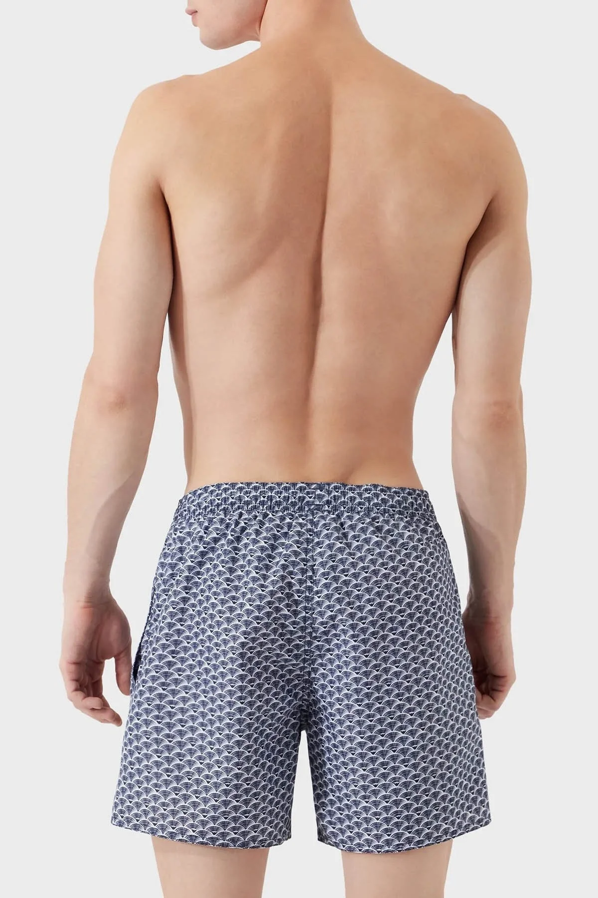 Emporio Armani Desenli Deniz Şortu Belden Bağlamalı Erkek Mayo Short 211740 3R428 00010 BEYAZ - 2