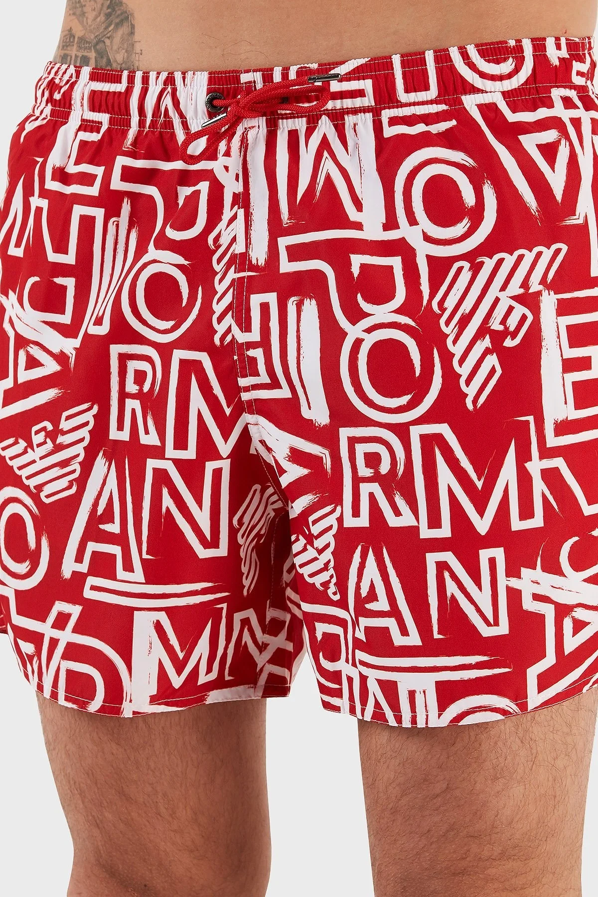 Emporio Armani Desenli Deniz Şortu Cepli Erkek Mayo Short 211740 3R435 24073 KIRMIZI - 5