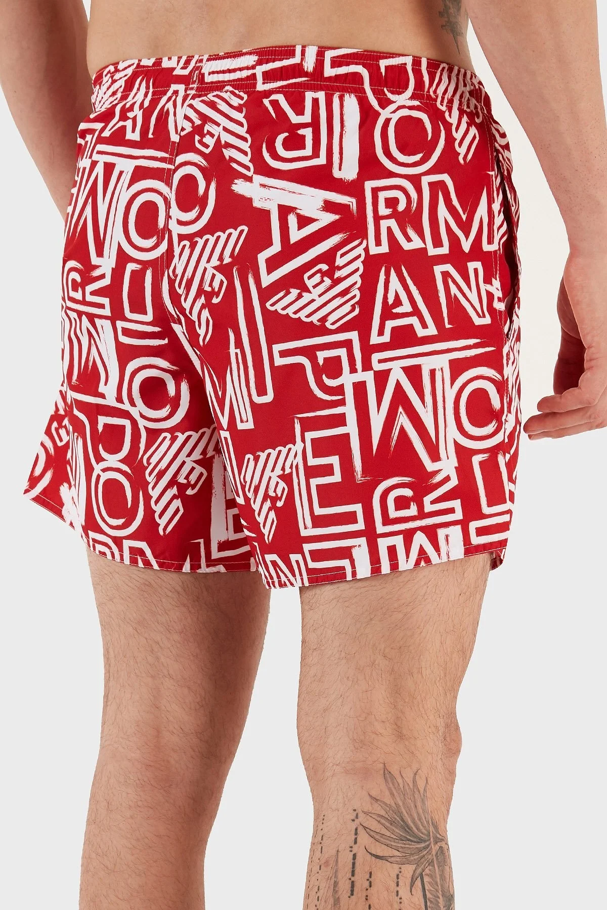 Emporio Armani Desenli Deniz Şortu Cepli Erkek Mayo Short 211740 3R435 24073 KIRMIZI - 6
