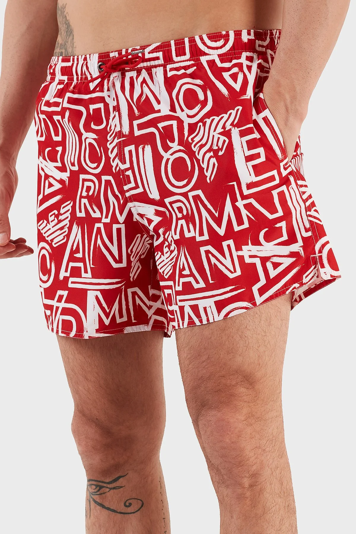 Emporio Armani Desenli Deniz Şortu Cepli Erkek Mayo Short 211740 3R435 24073 KIRMIZI - 3
