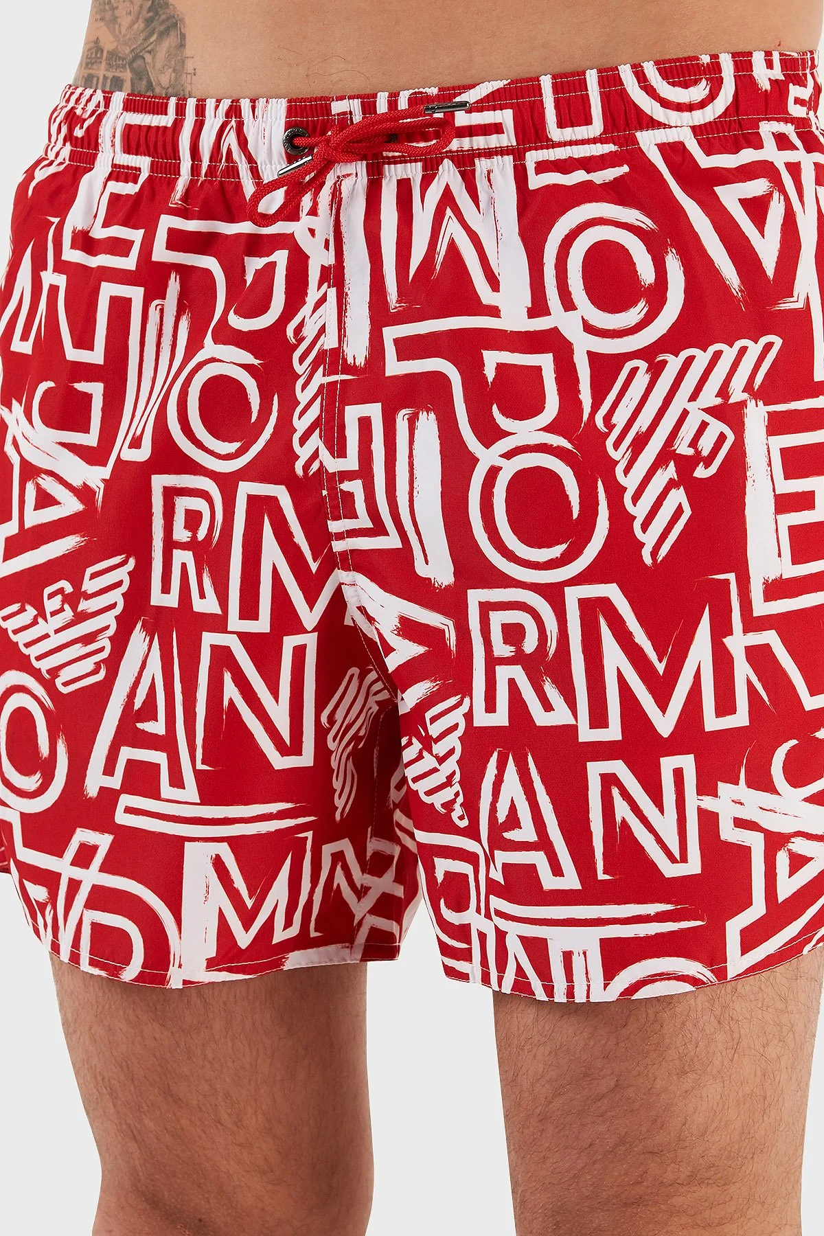 Emporio Armani Desenli Deniz Şortu Cepli Erkek Mayo Short 211740 3R435 24073 KIRMIZI - 5