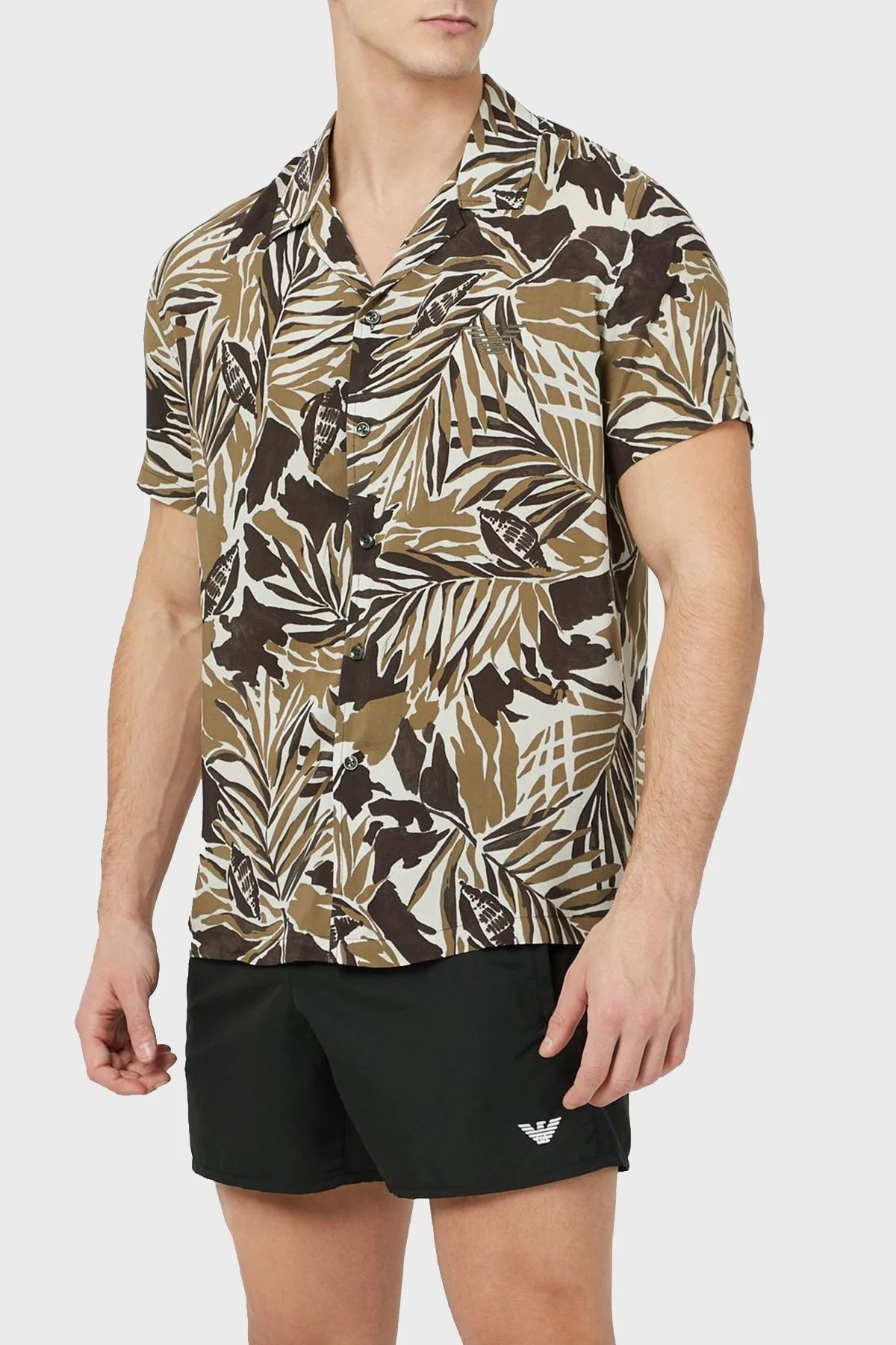 Emporio Armani Desenli Erkek Gömlek 211823 1P467 09184 BEYAZ-HAKİ - 1