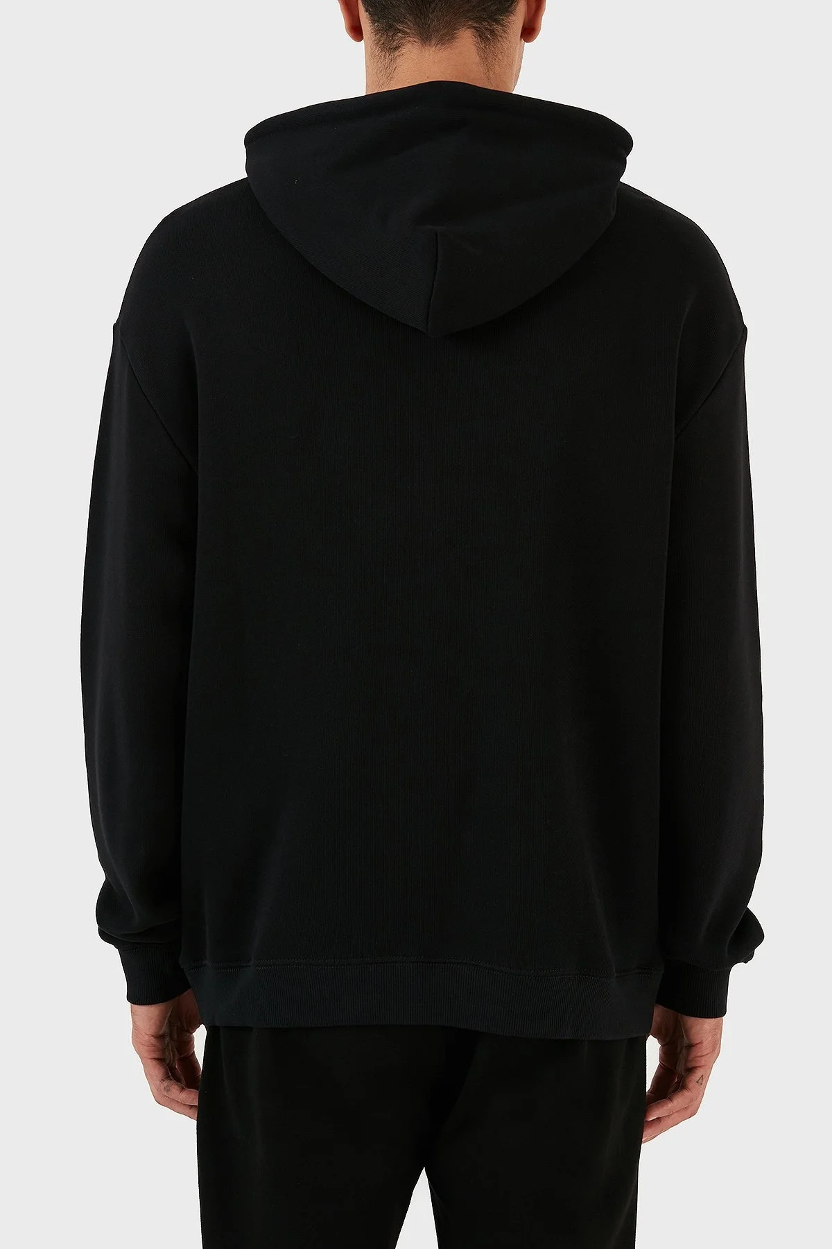 Emporio Armani Desenli Kanguru Cepli % 100 Pamuk Kapüşonlu Relaxed Fit Erkek Sweat 6R1M8P 1J7DZ 0041 SİYAH - 9