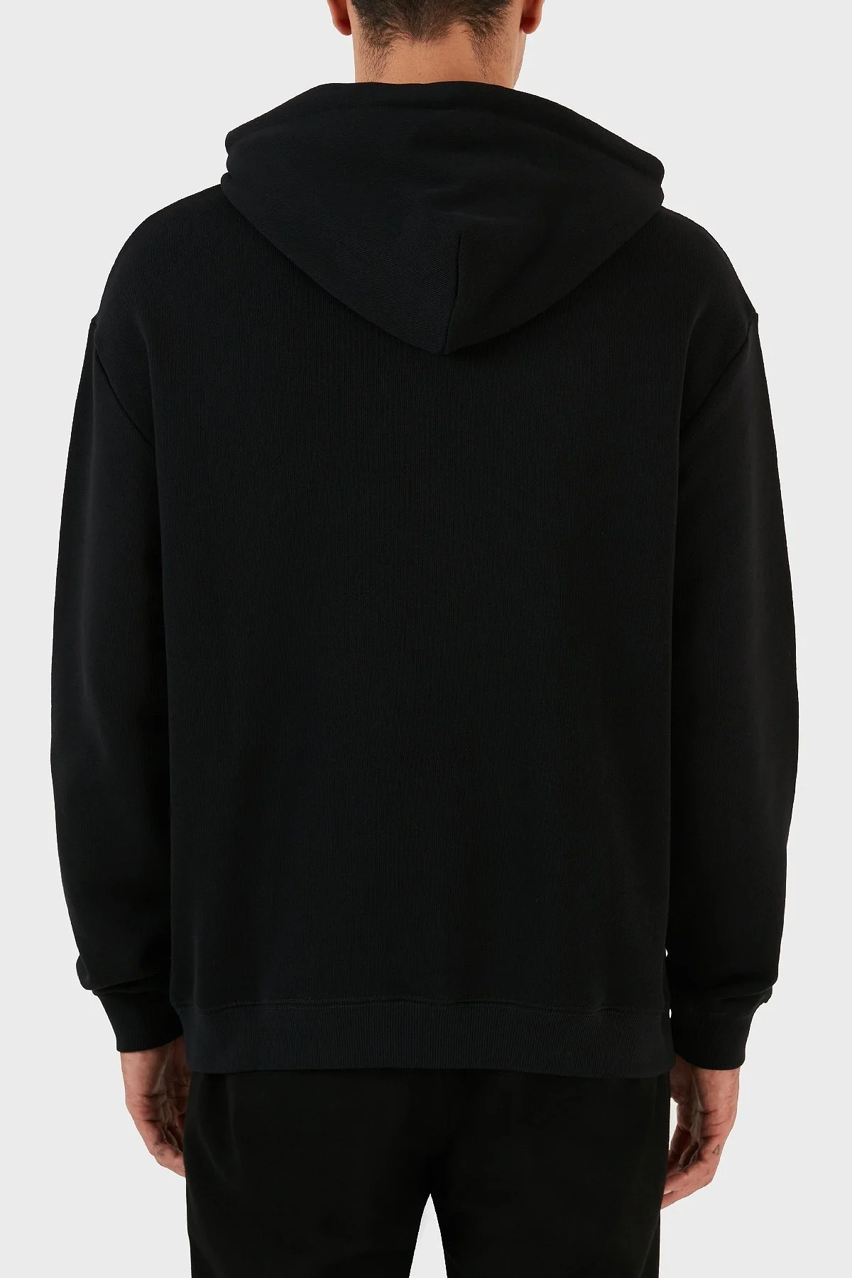 Emporio Armani Desenli Kanguru Cepli % 100 Pamuk Kapüşonlu Relaxed Fit Erkek Sweat 6R1M8P 1J7DZ 0042 SİYAH - 9