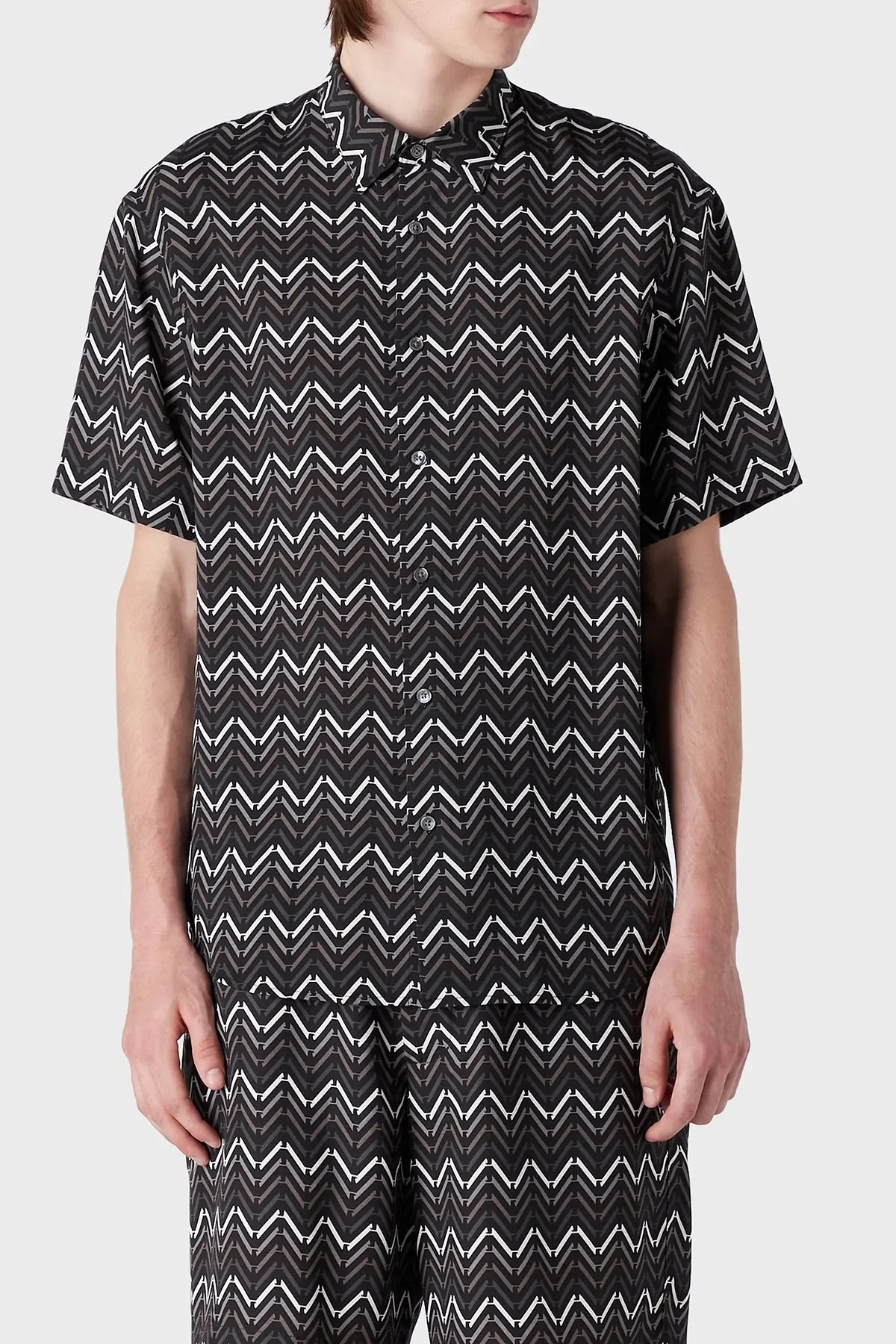 Emporio Armani Desenli Kısa Kollu Erkek Gömlek 3R1CQ7 1NWDZ F074 SİYAH - 1