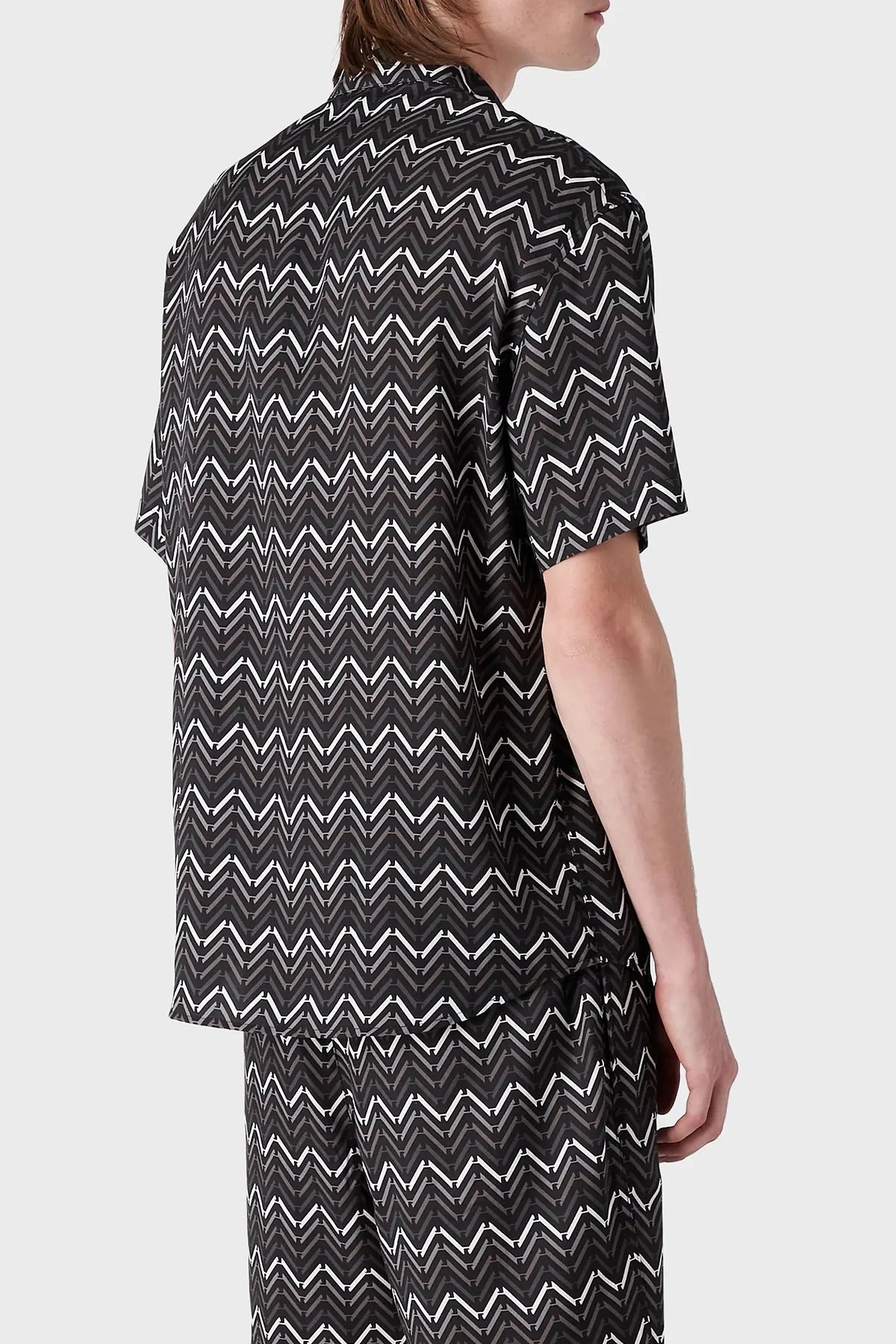 Emporio Armani Desenli Kısa Kollu Erkek Gömlek 3R1CQ7 1NWDZ F074 SİYAH - 3