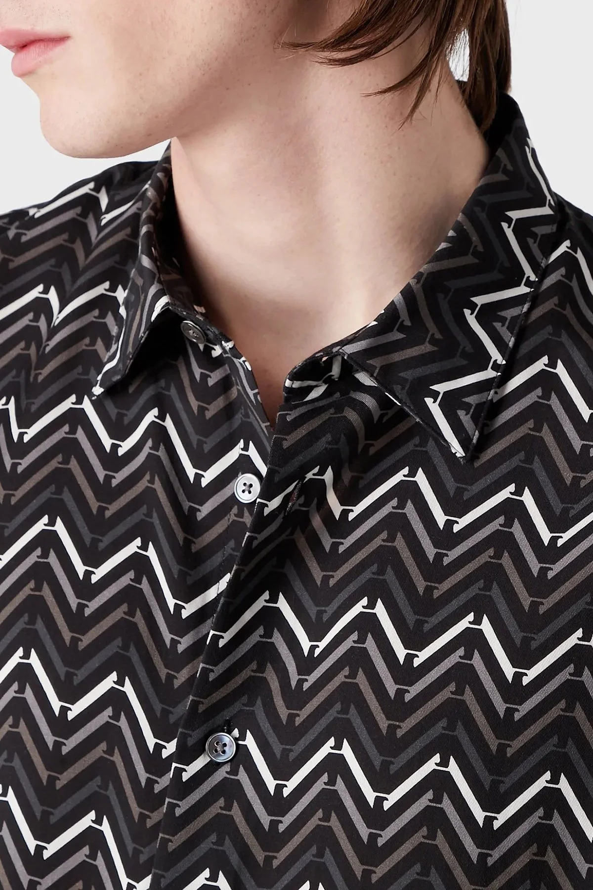 Emporio Armani Desenli Kısa Kollu Erkek Gömlek 3R1CQ7 1NWDZ F074 SİYAH - 4