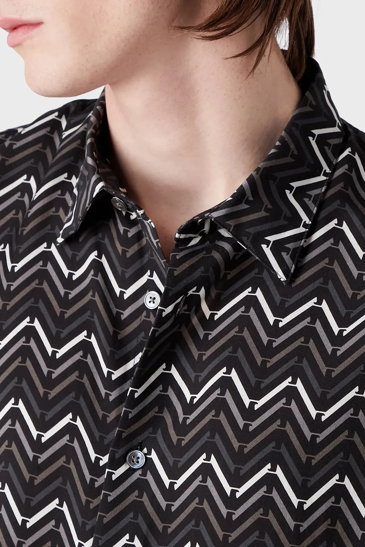 Emporio Armani Desenli Kısa Kollu Erkek Gömlek 3R1CQ7 1NWDZ F074 SİYAH - 4