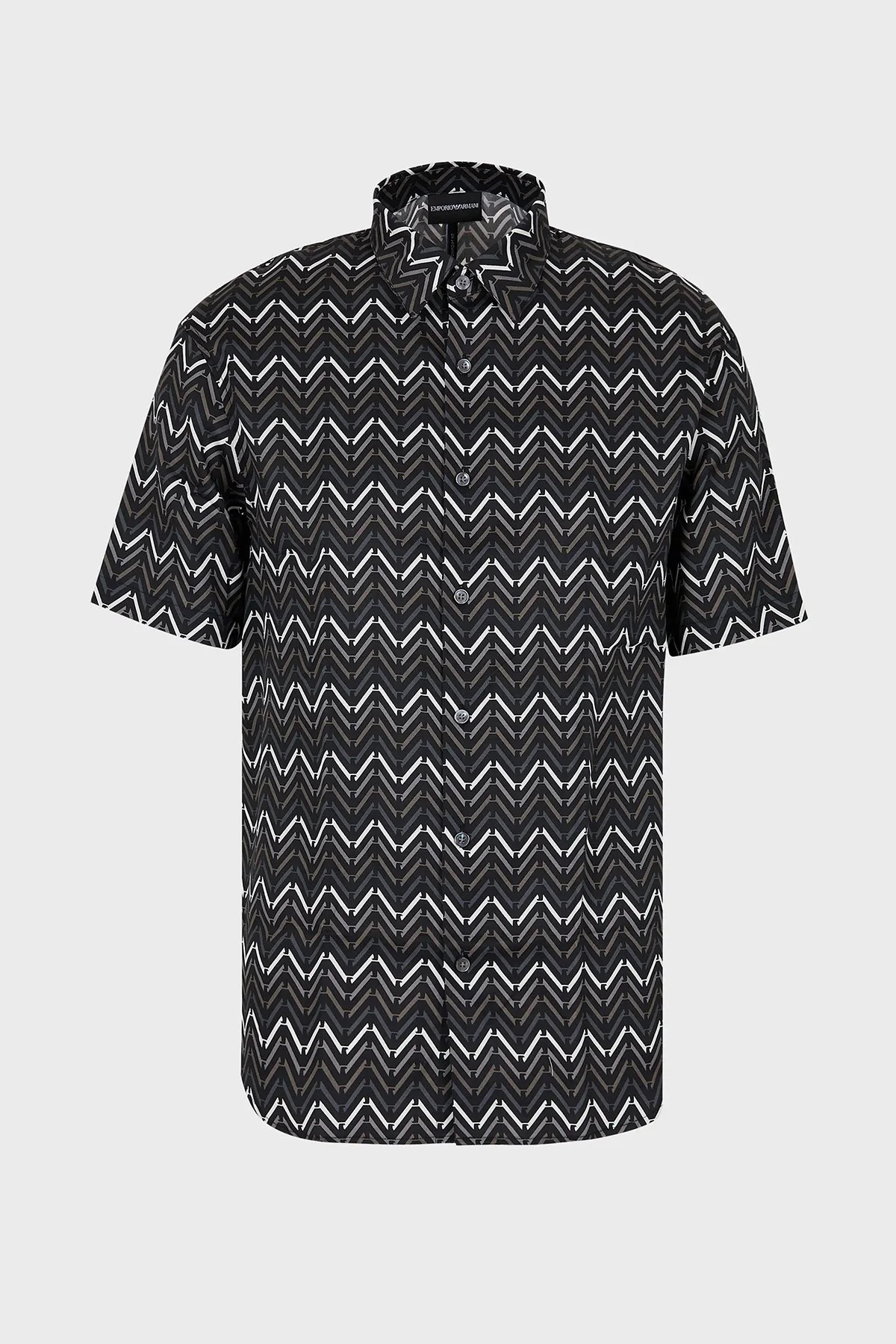 Emporio Armani Desenli Kısa Kollu Erkek Gömlek 3R1CQ7 1NWDZ F074 SİYAH - 5