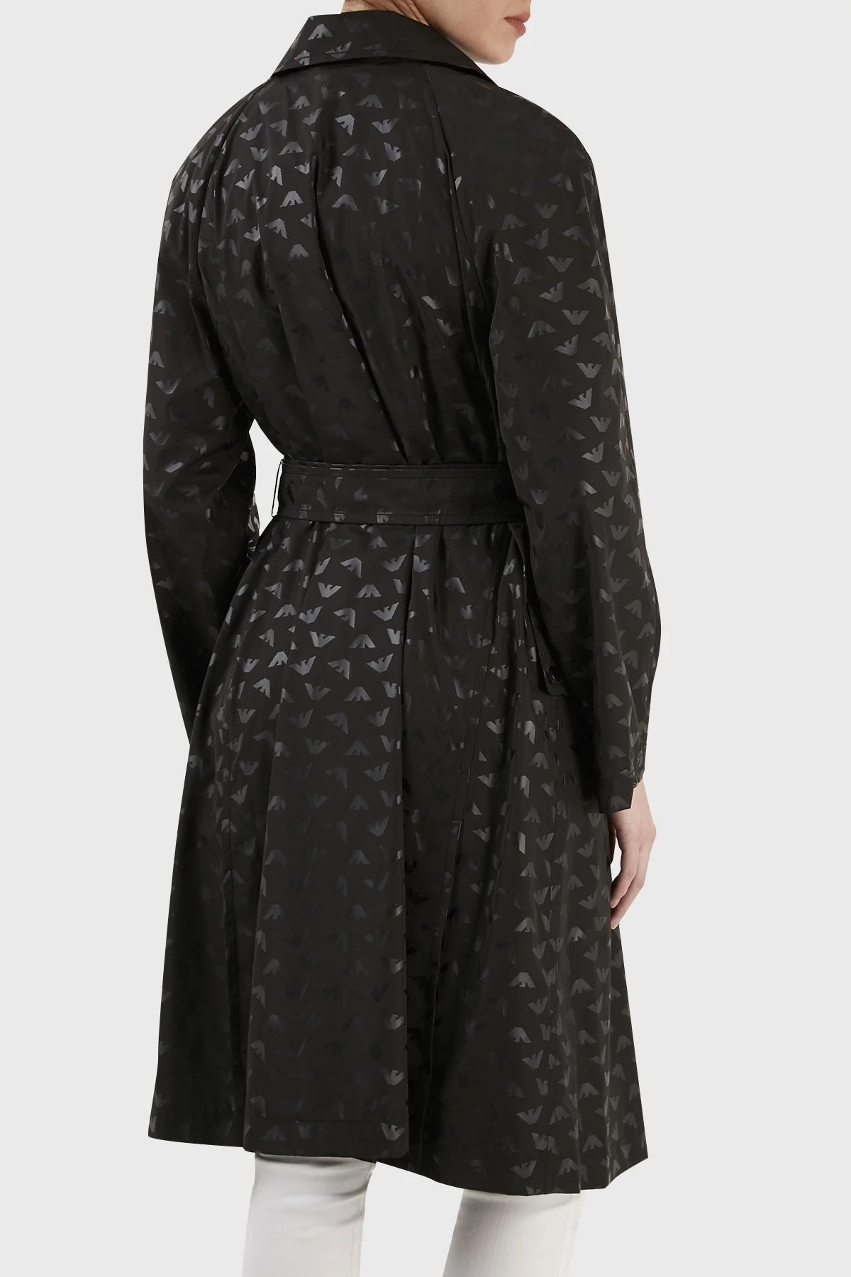 Emporio Armani Desenli Kruvaze Yaka Çantalı Bayan Trençkot 3R2L62 2NKZZ F015 SİYAH - 6