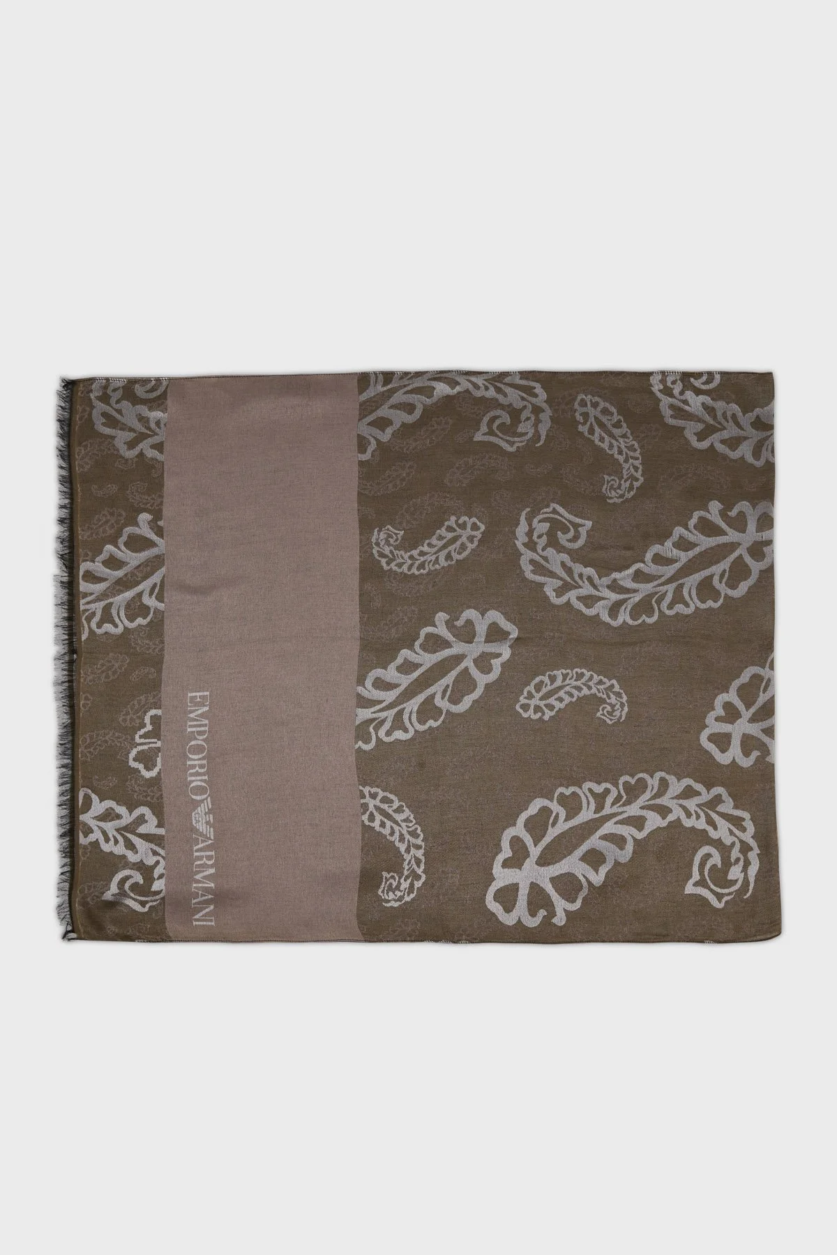 Emporio Armani Desenli Logo Detaylı 76x184 cm Unisex Şal 625205 2F338 00084 HAKİ - 1