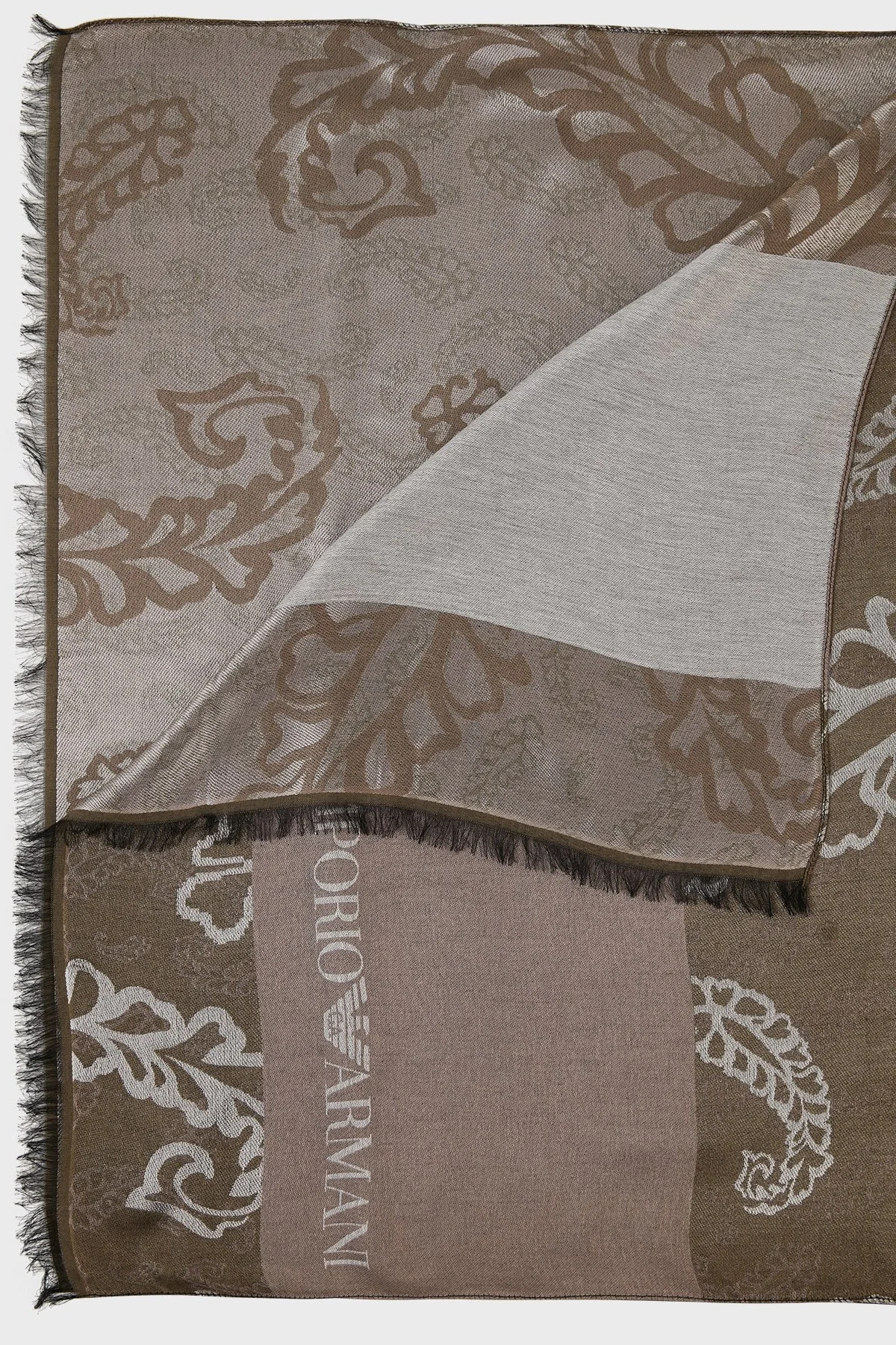 Emporio Armani Desenli Logo Detaylı 76x184 cm Unisex Şal 625205 2F338 00084 HAKİ - 3