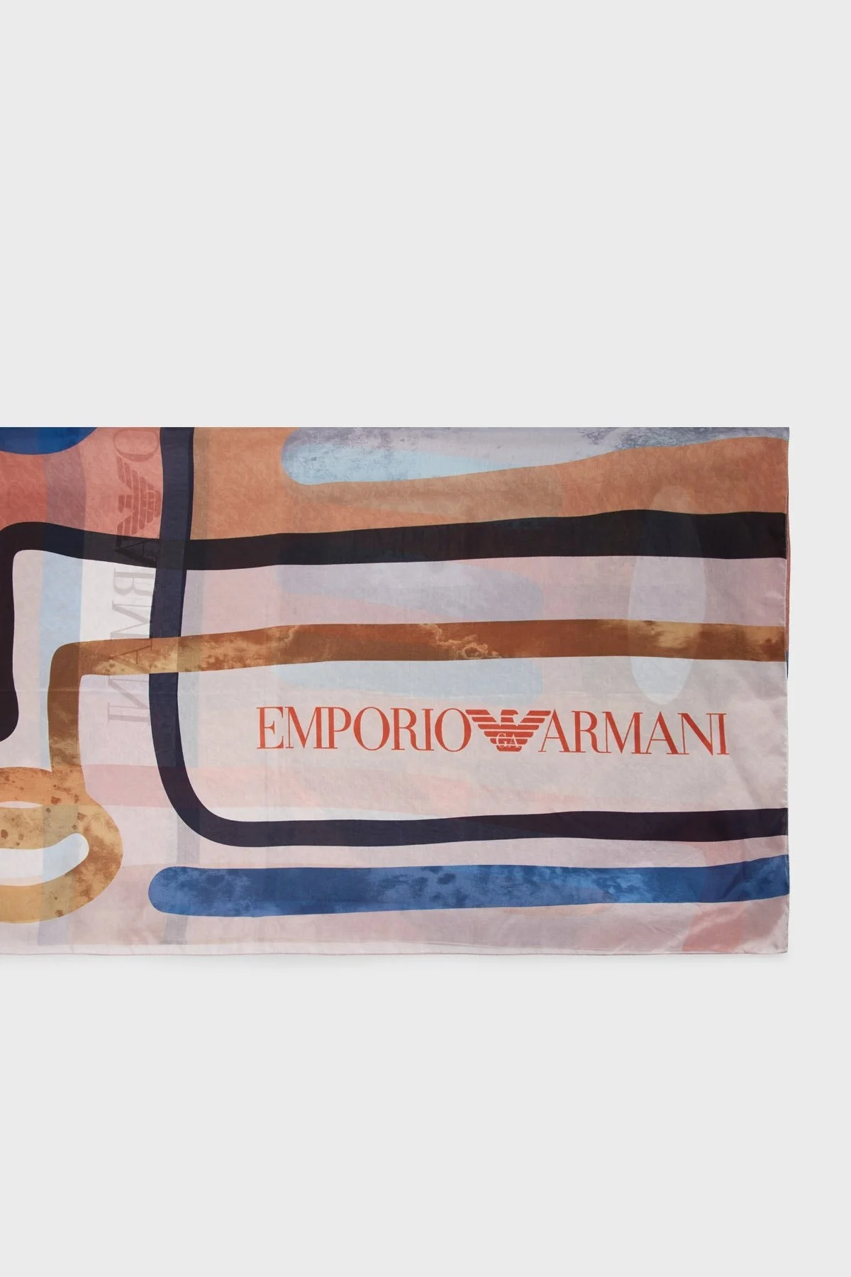 Emporio Armani Desenli Logolu % 100 İpek 87x180 cm Unisex Şal 625269 3R327 00068 TURUNCU - 3