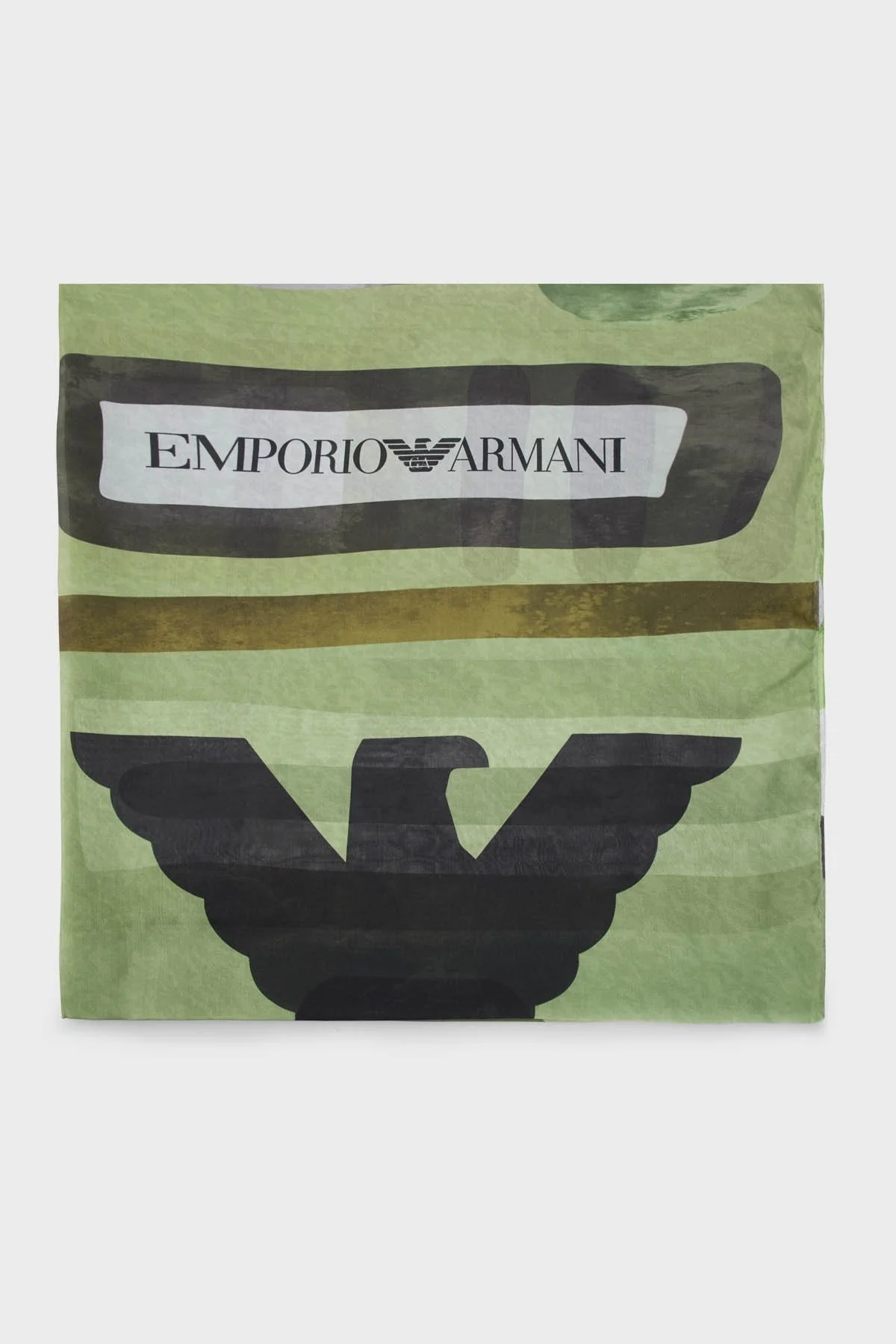 Emporio Armani Desenli Logolu % 100 İpek 87x180 cm Unisex Şal 625269 3R327 00086 YEŞİL - 1