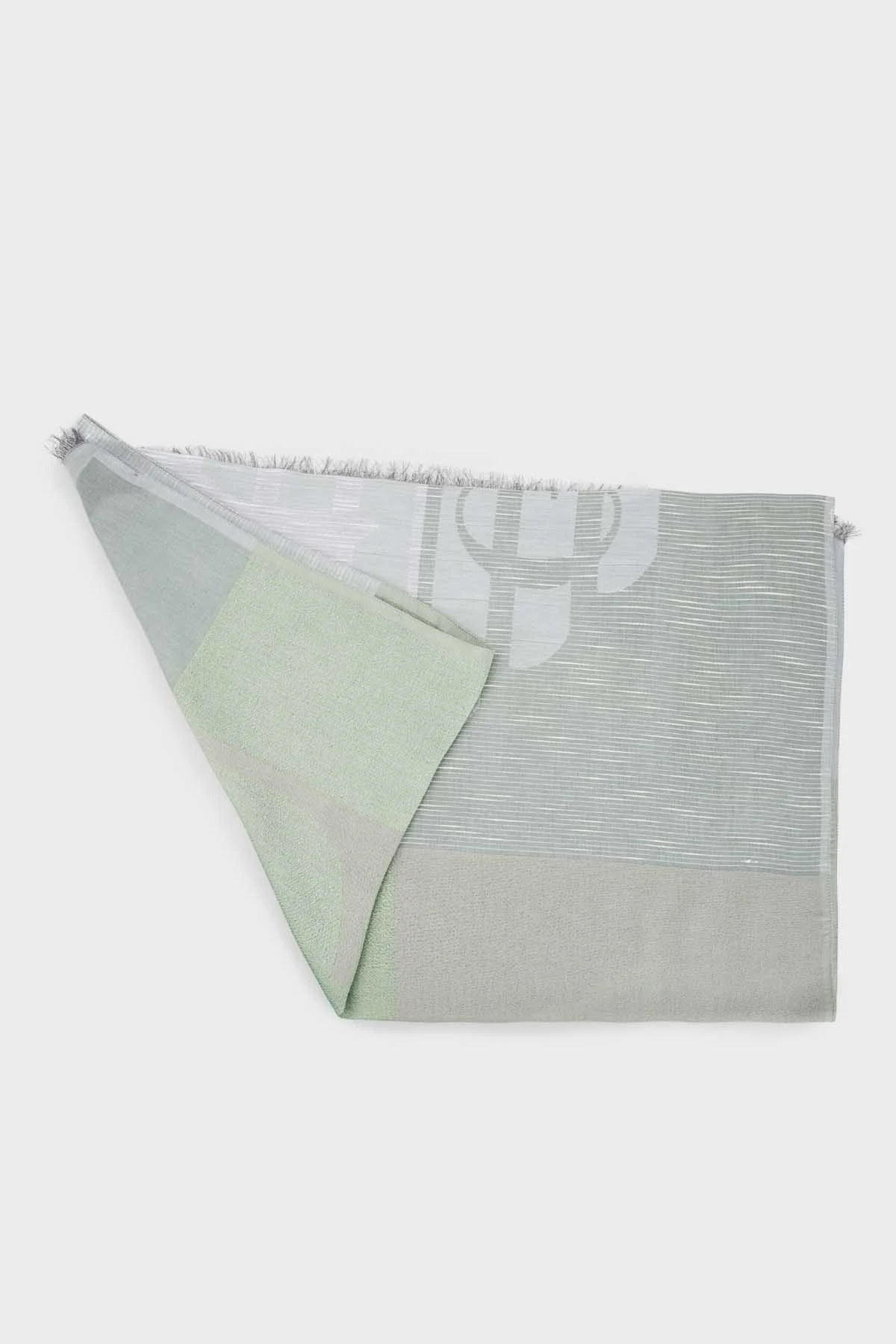 Emporio Armani Desenli Pamuklu 81x192 cm Unisex Şal 625279 3R336 00086 YEŞİL - 3