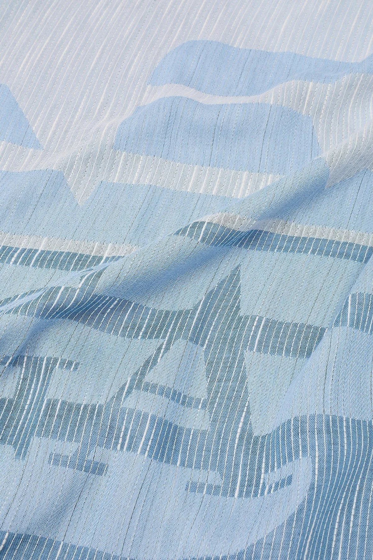 Emporio Armani Desenli Pamuklu 81x192 cm Unisex Şal 625279 3R336 15731 MAVİ - 2