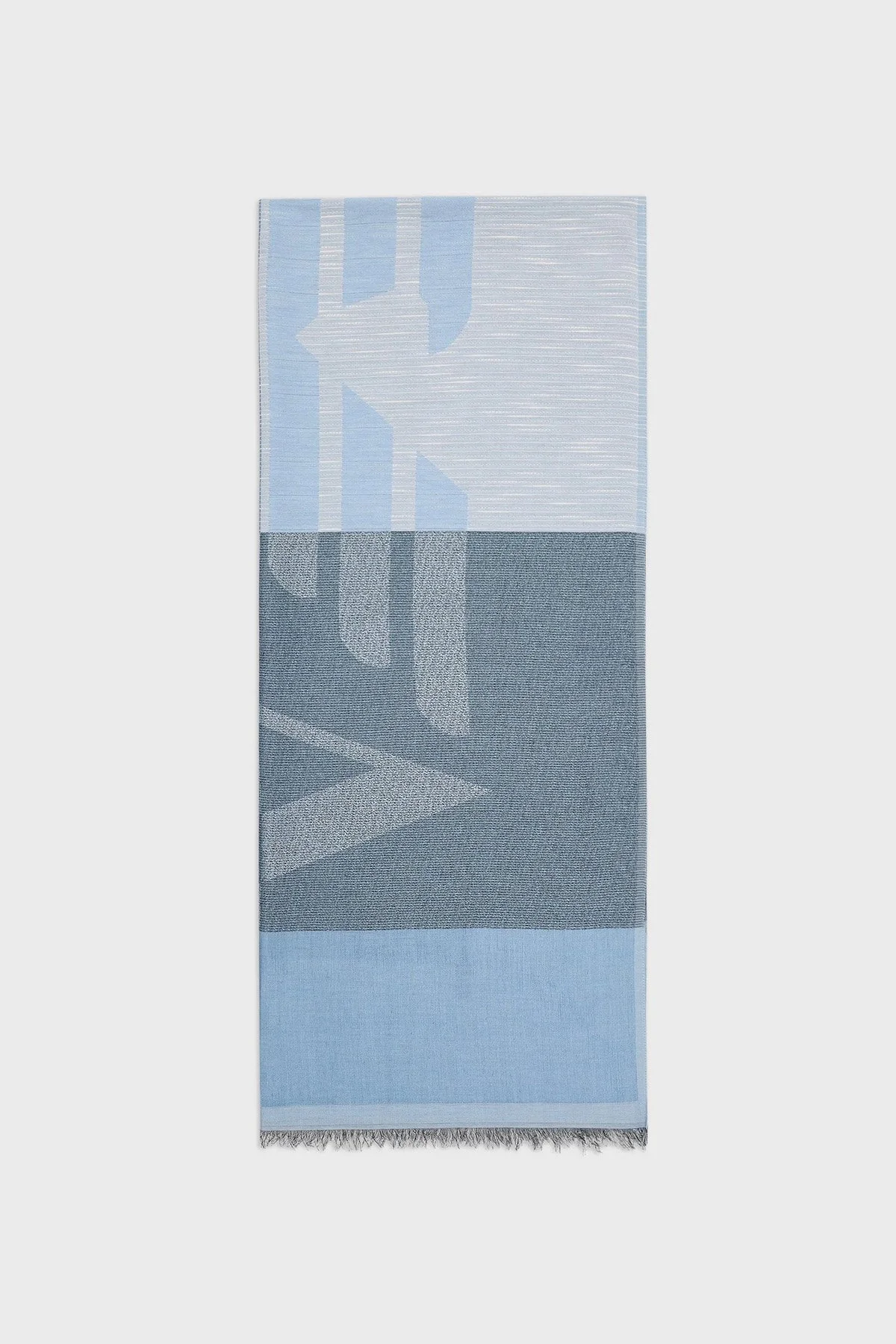 Emporio Armani Desenli Pamuklu 81x192 cm Unisex Şal 625279 3R336 15731 MAVİ - 1