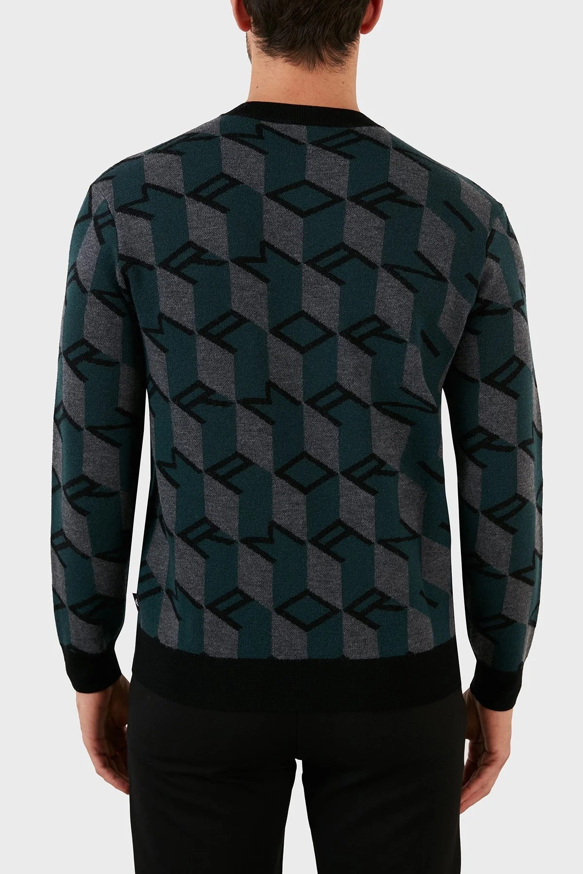 Emporio Armani Desenli Regular Fit Bisiklet Yaka % 100 Yün Erkek Kazak 6L1MXX 1MCQZ F023 SİYAH - 5