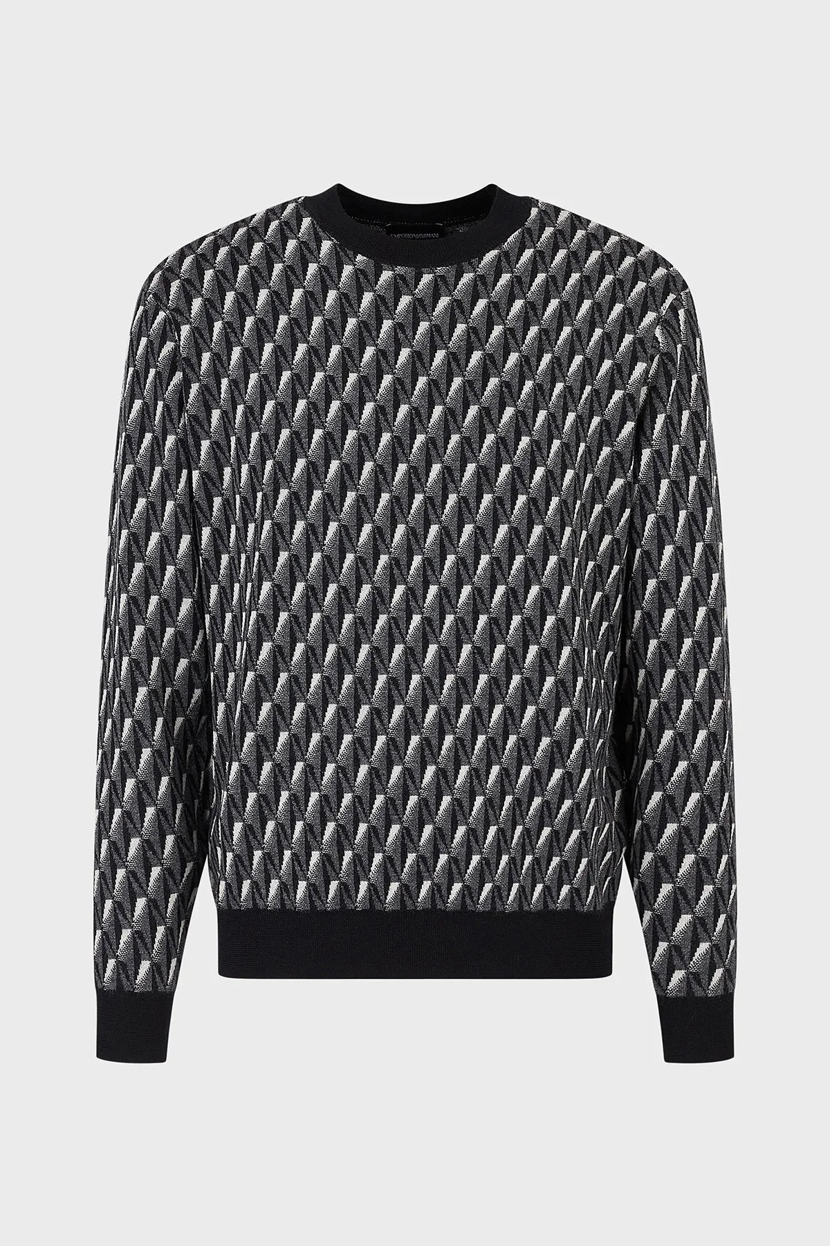 Emporio Armani Desenli Regular Fit Bisiklet Yaka % 100 Yün Erkek Kazak 6L1MXX 1MCQZ F633 GRİ - 5