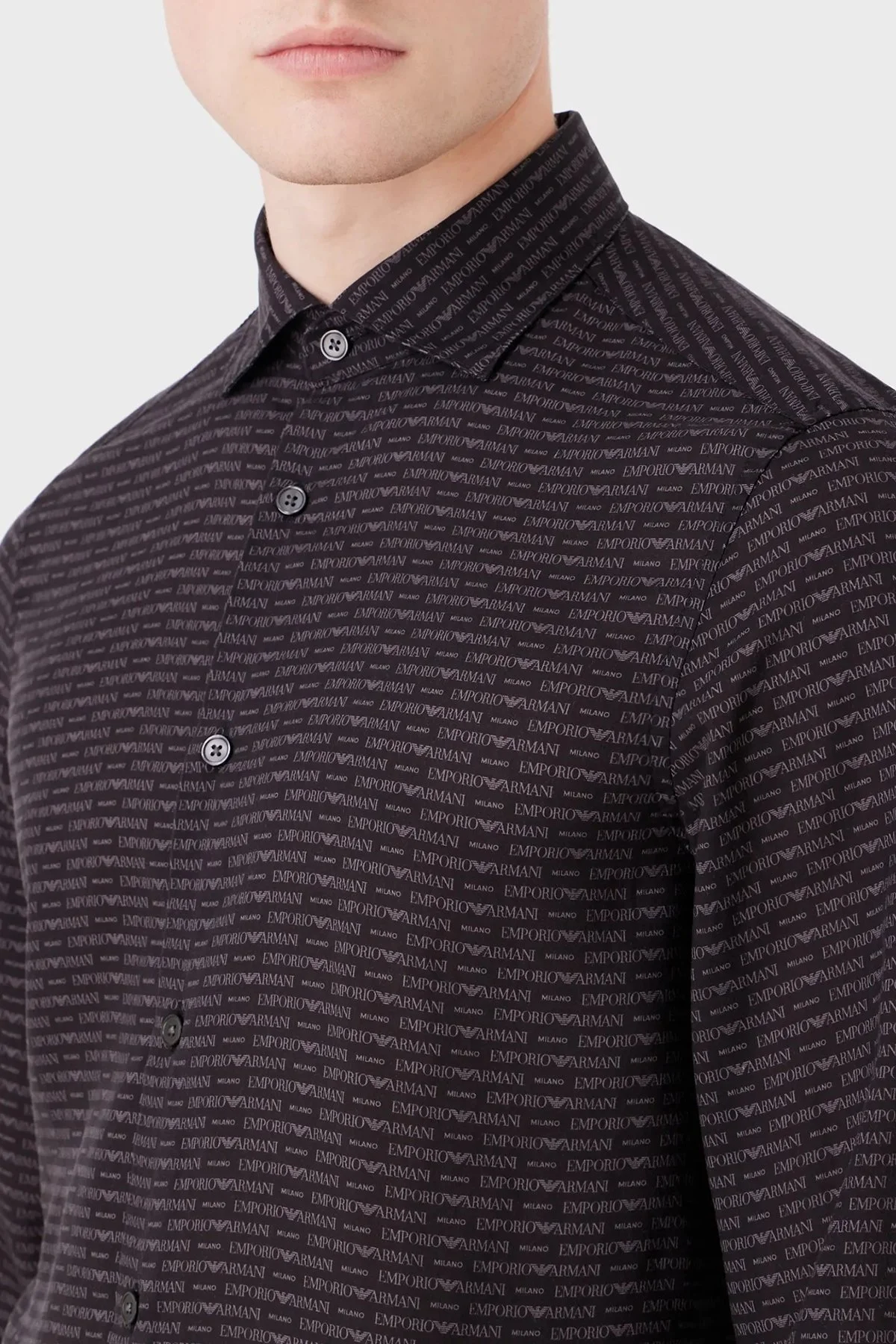 Emporio Armani Desenli Regular Fit Erkek Gömlek 6R1CN1 1NKGZ F054 SİYAH - 3