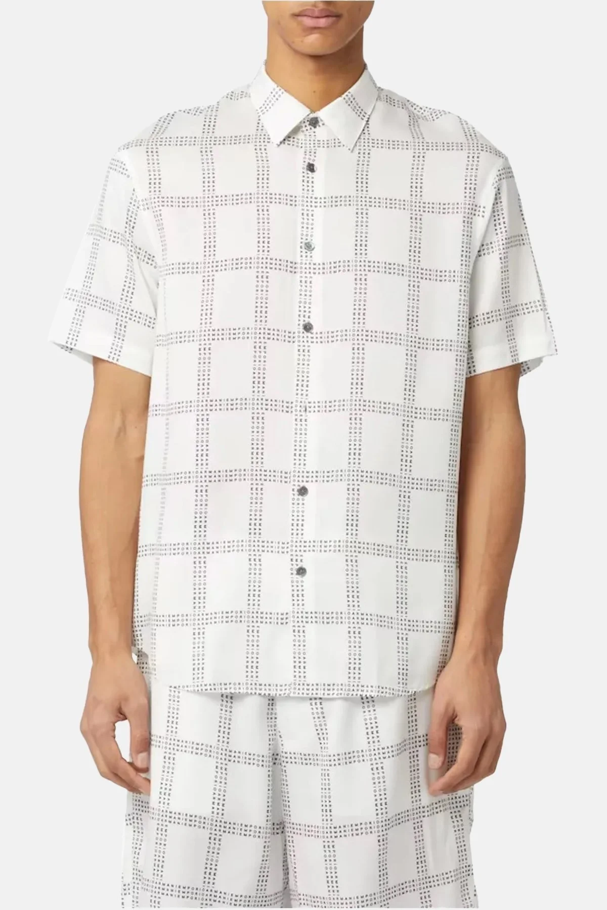 Emporio Armani Desenli Regular Fit Kısa Kollu Erkek Gömlek 3R1CQ7 1NWDZ F1A1 BEYAZ - 5