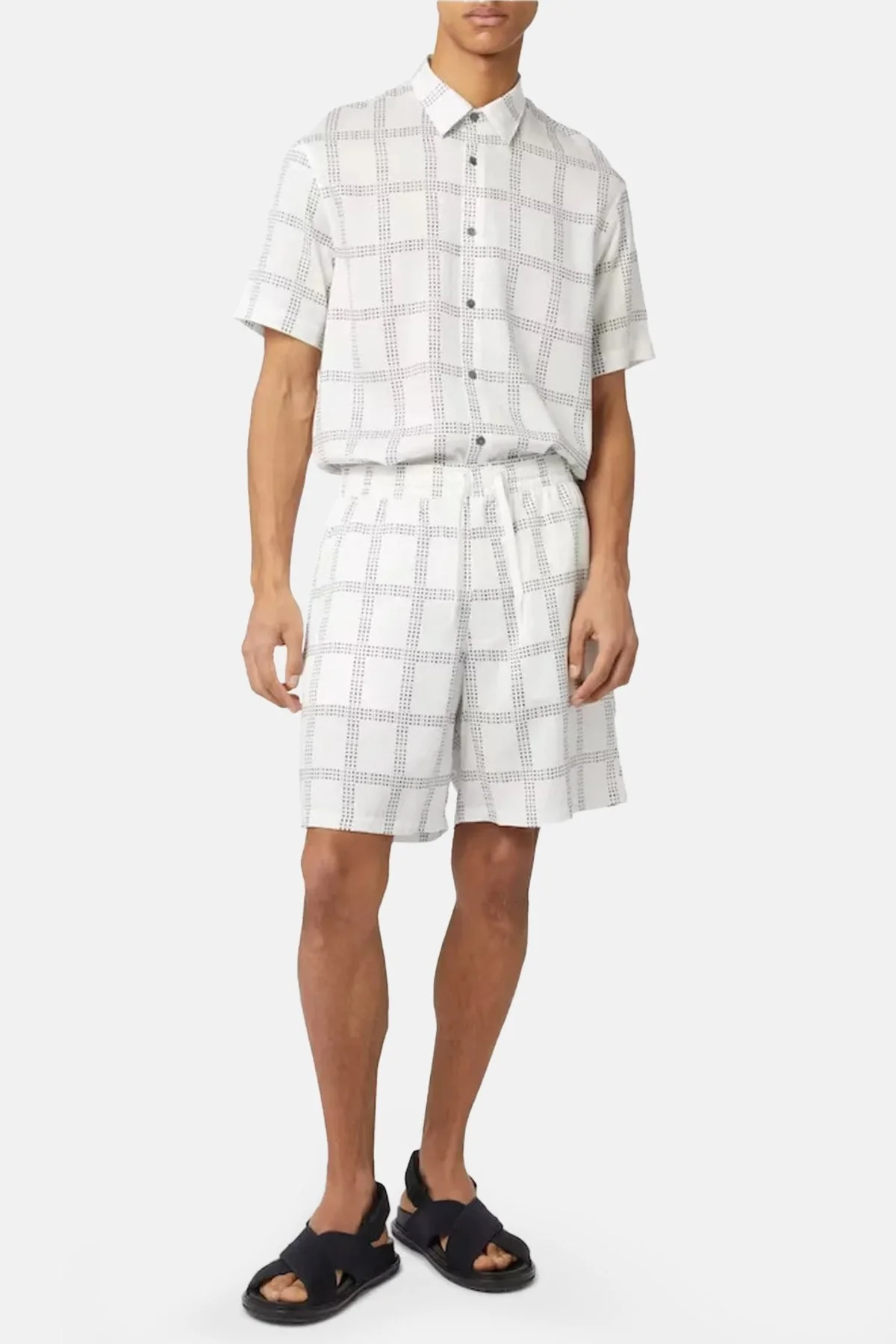 Emporio Armani Desenli Regular Fit Kısa Kollu Erkek Gömlek 3R1CQ7 1NWDZ F1A1 BEYAZ - 7