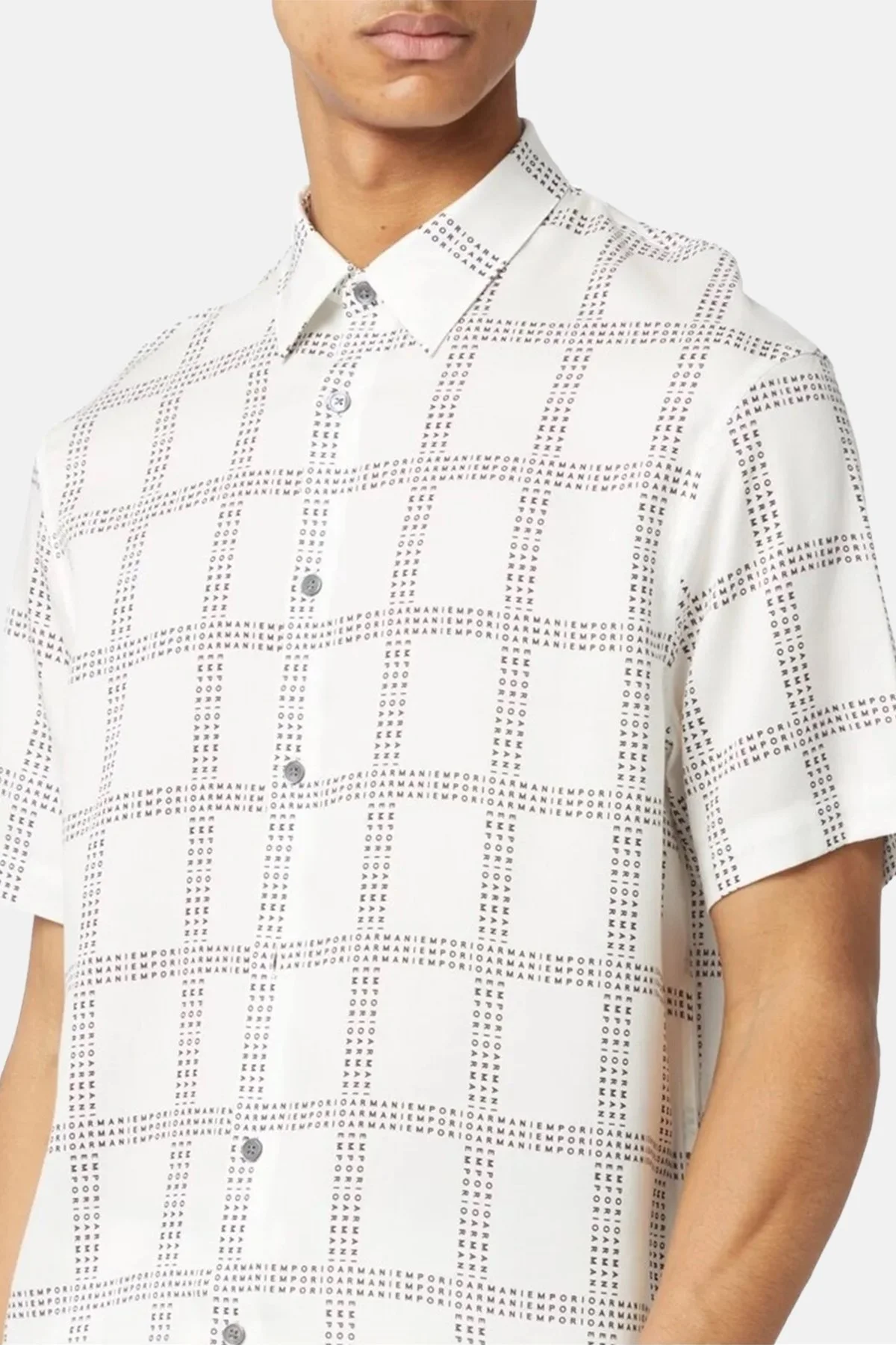 Emporio Armani Desenli Regular Fit Kısa Kollu Erkek Gömlek 3R1CQ7 1NWDZ F1A1 BEYAZ - 8