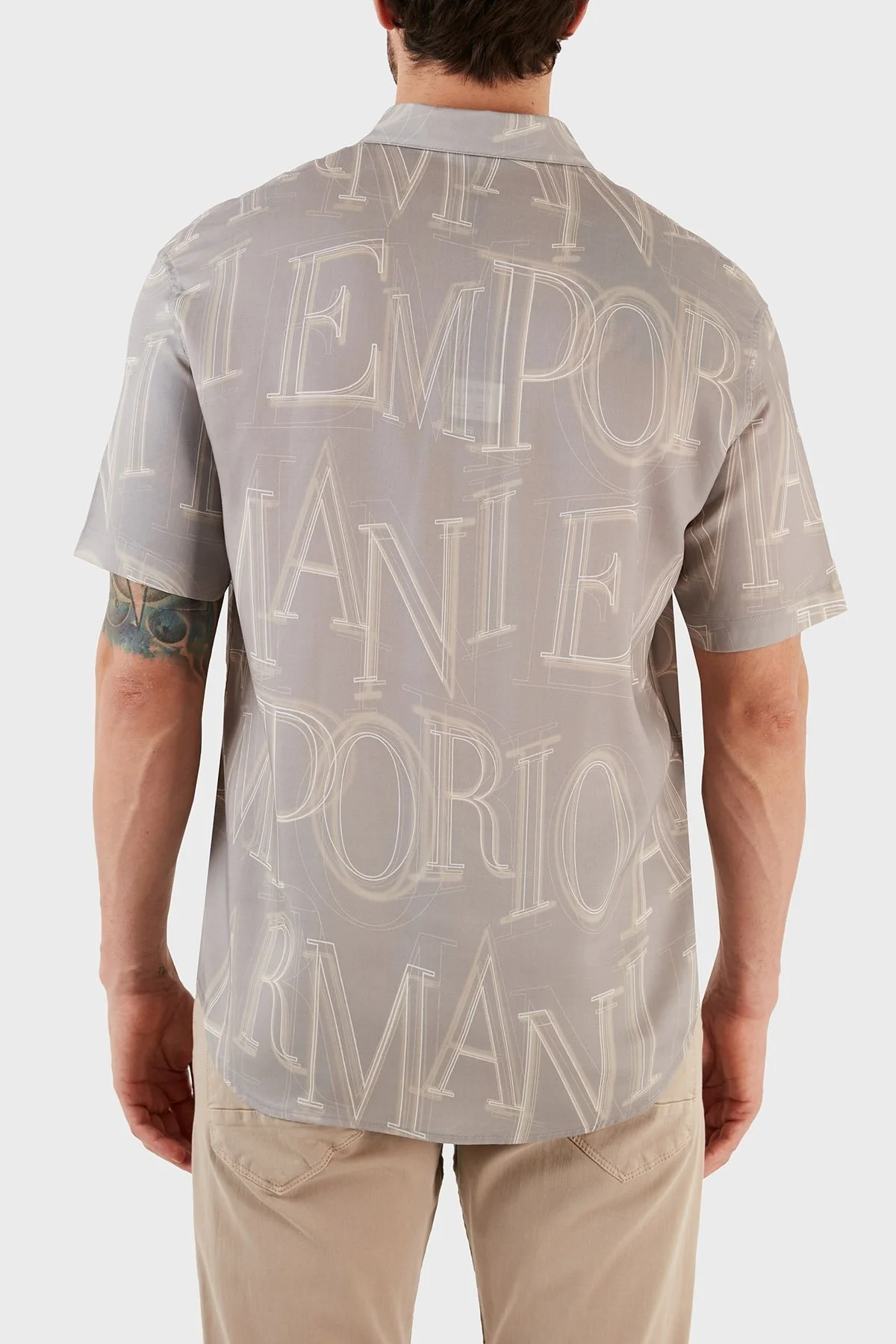 Emporio Armani Desenli Regular Fit Kısa Kollu Erkek Gömlek 3R1CQ7 1NWDZ F616 GRİ - 5