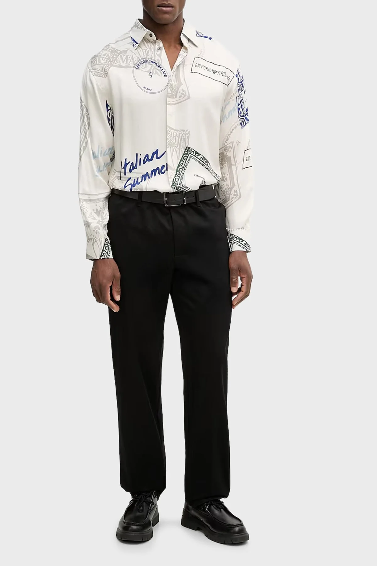 Emporio Armani Desenli Relaxed Fit Klasik Yaka Uzun Kollu Erkek Gömlek EM005762 AF13285 FZ033 BEJ - 2