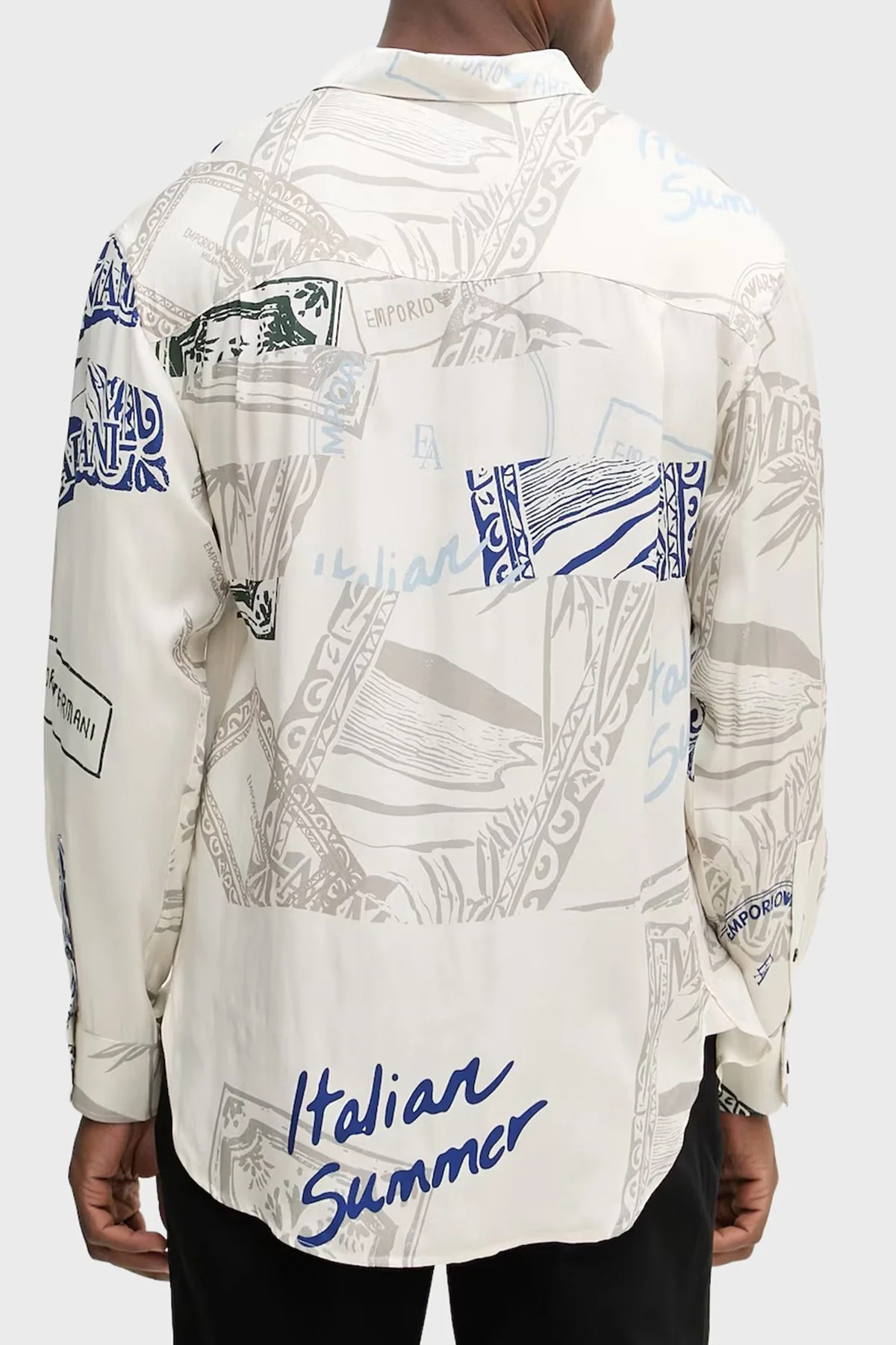 Emporio Armani Desenli Relaxed Fit Klasik Yaka Uzun Kollu Erkek Gömlek EM005762 AF13285 FZ033 BEJ - 3