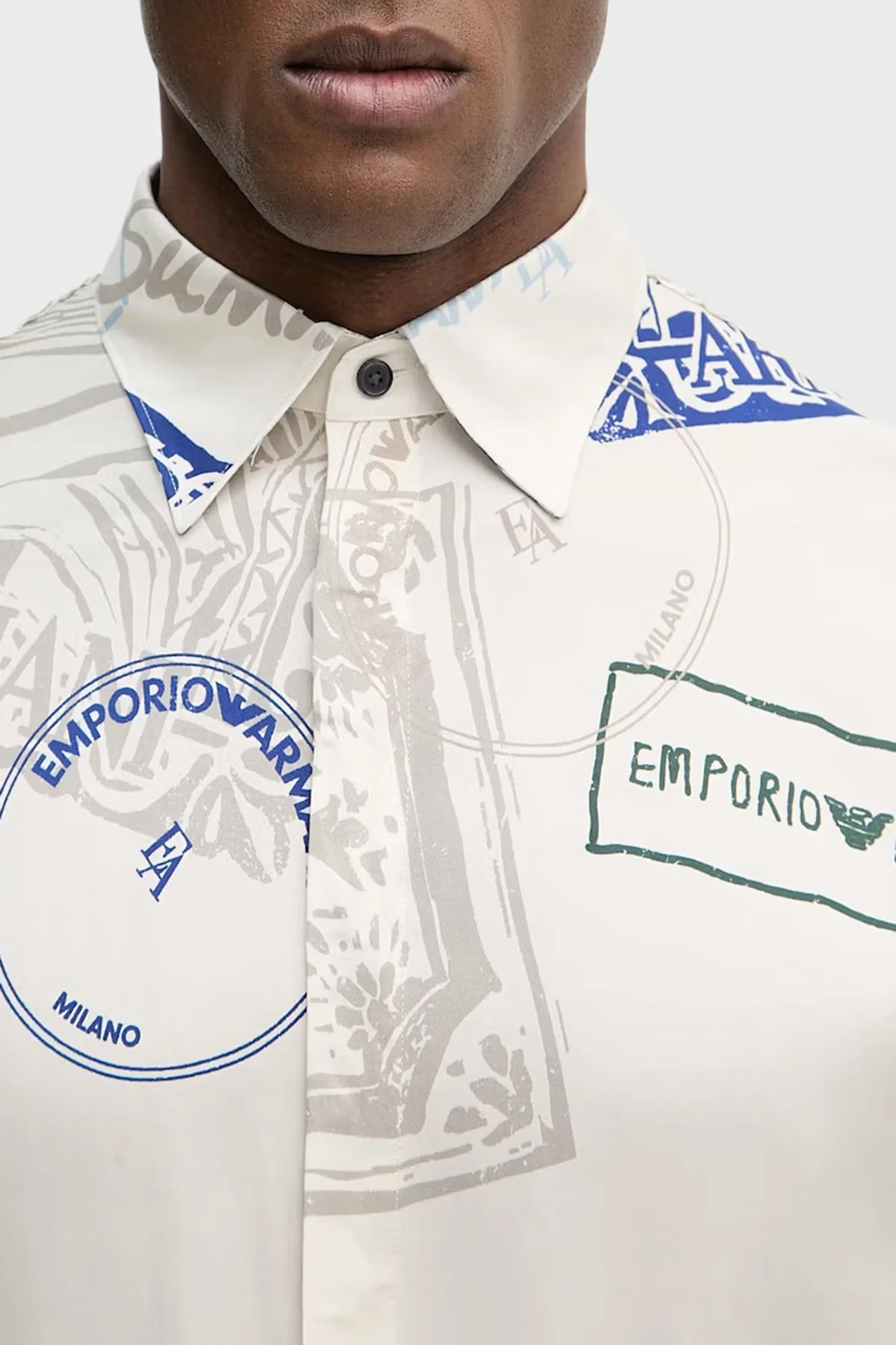 Emporio Armani Desenli Relaxed Fit Klasik Yaka Uzun Kollu Erkek Gömlek EM005762 AF13285 FZ033 BEJ - 4