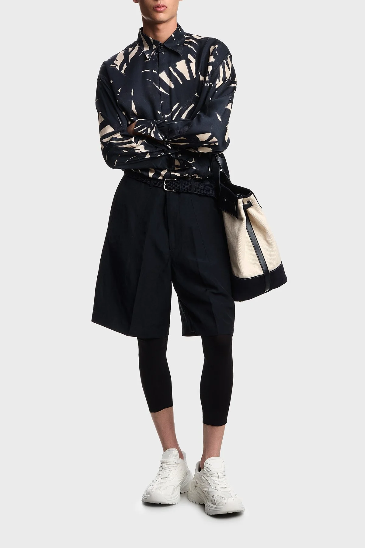 Emporio Armani Desenli Relaxed Fit Uzun Kollu Erkek Gömlek EM005762 AF13285 F1047 LACİVERT-BEJ - 1