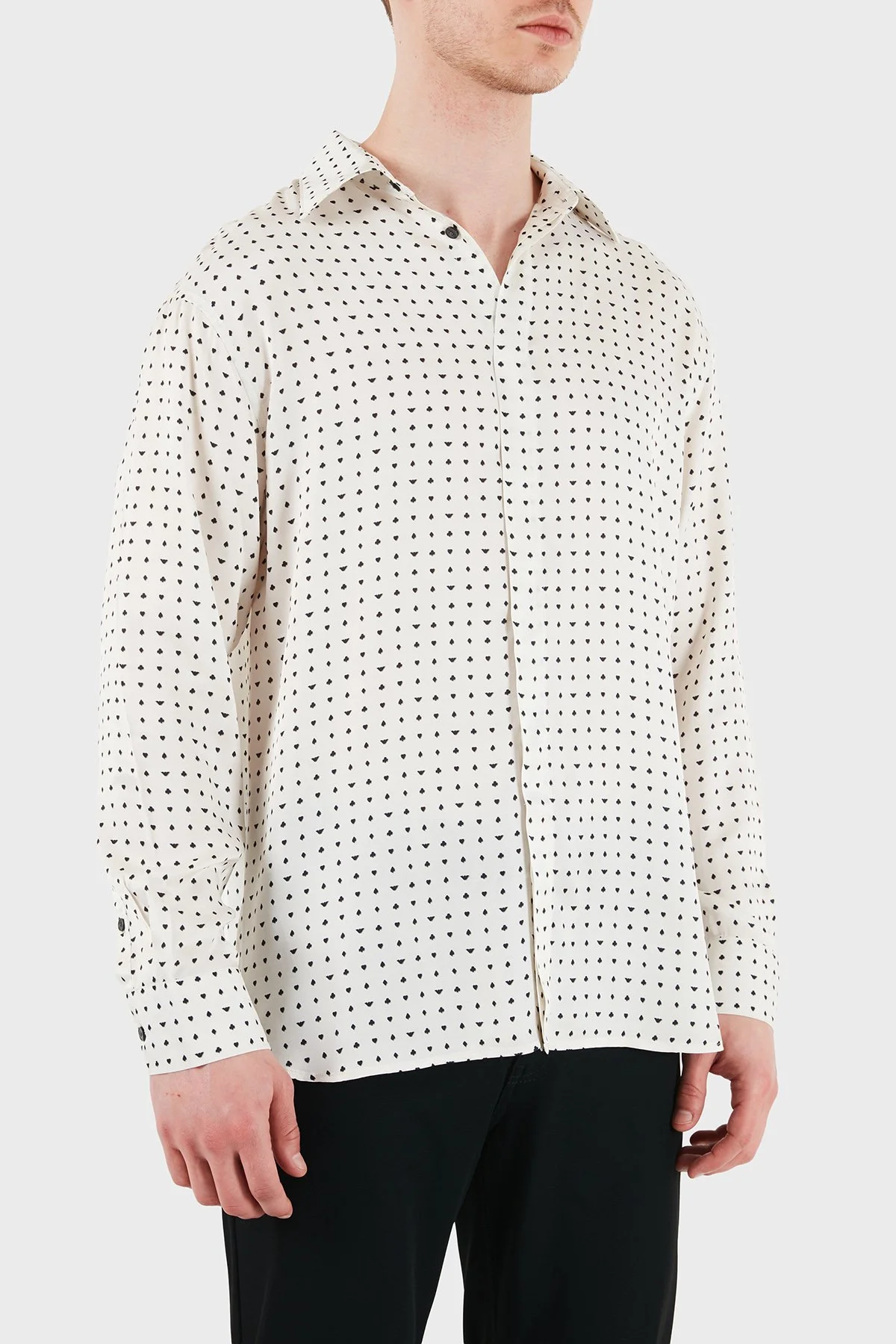 Emporio Armani Desenli Relaxed Fit Uzun Kollu Erkek Gömlek EM005762 AF13285 F1184 BEYAZ - 4