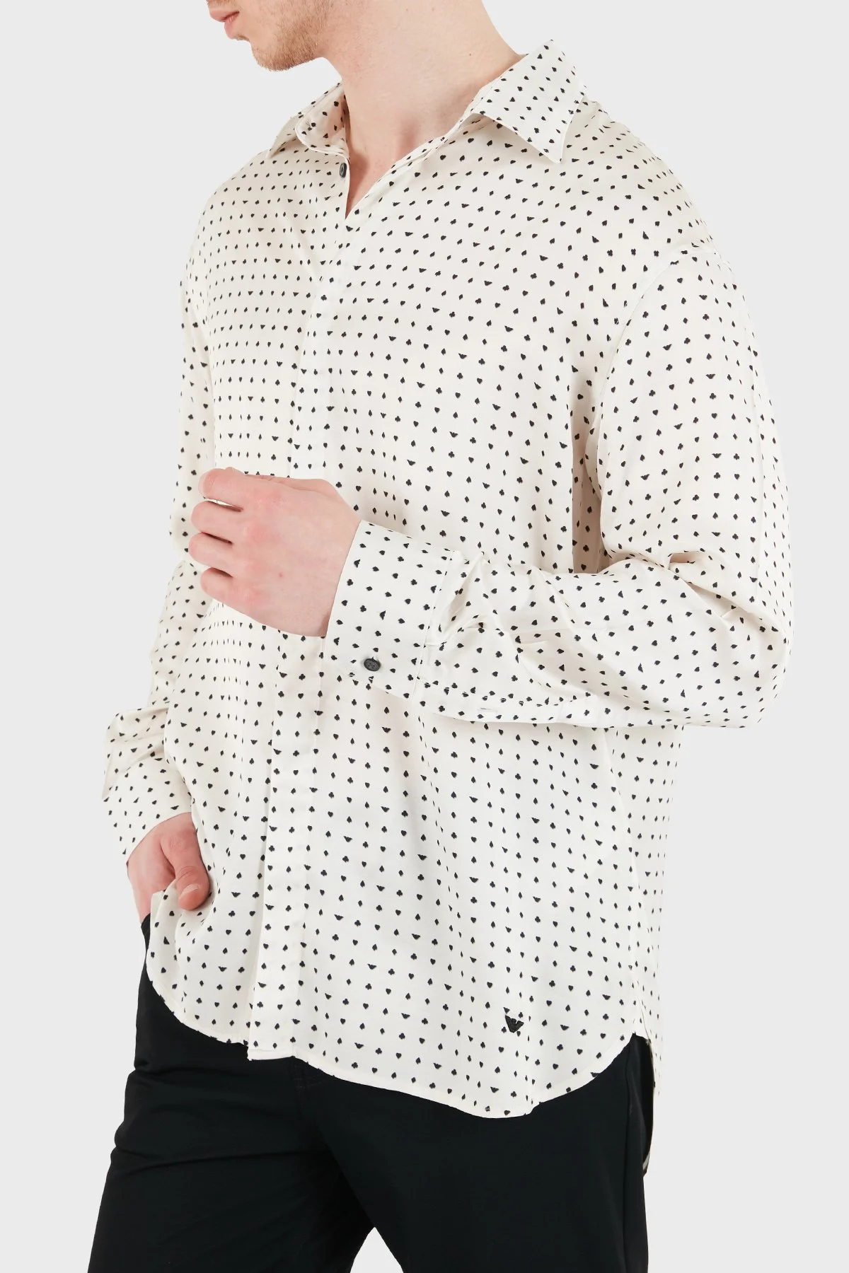 Emporio Armani Desenli Relaxed Fit Uzun Kollu Erkek Gömlek EM005762 AF13285 F1184 BEYAZ - 5