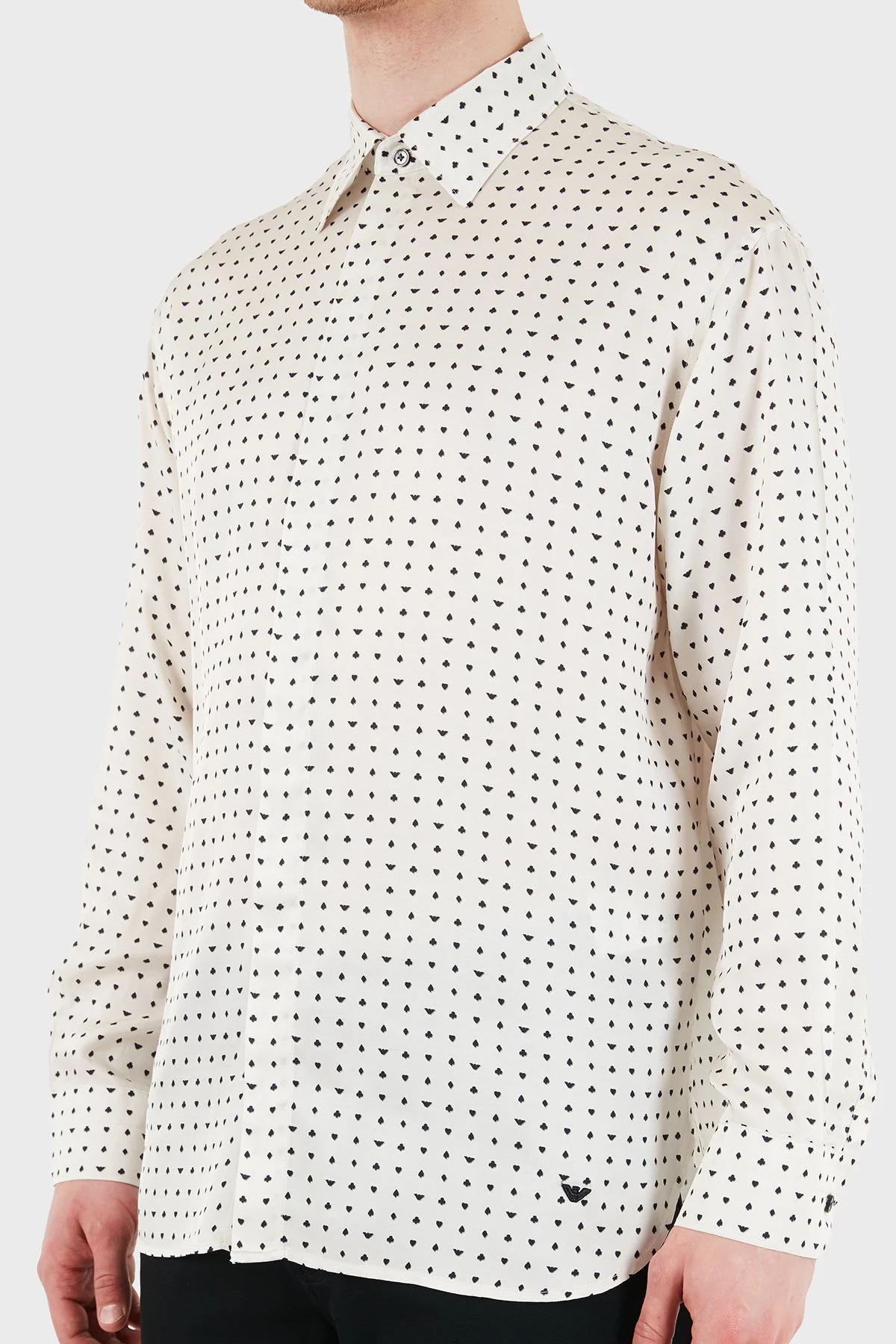 Emporio Armani Desenli Relaxed Fit Uzun Kollu Erkek Gömlek EM005762 AF13285 F1184 BEYAZ - 6