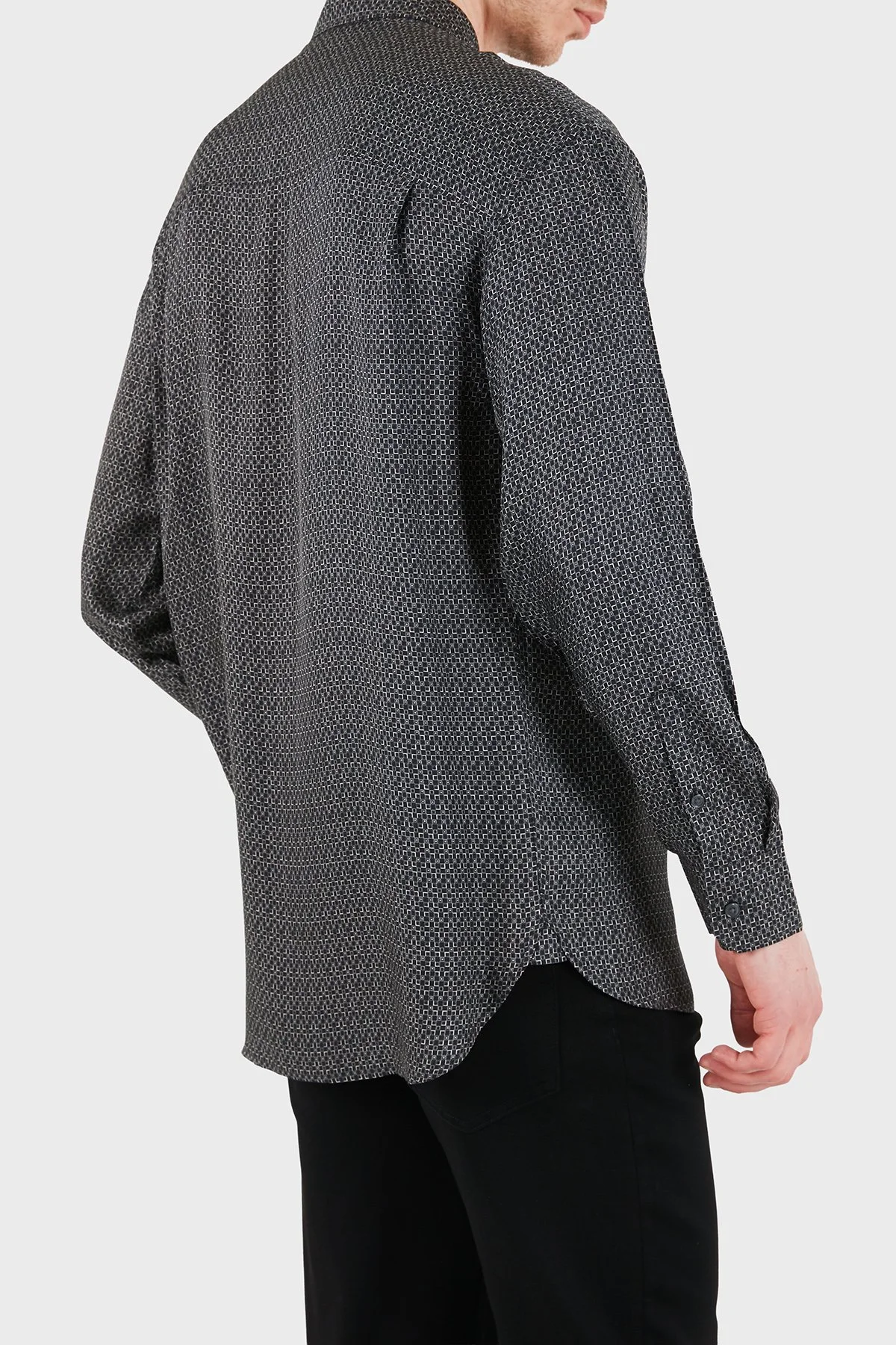 Emporio Armani Desenli Relaxed Fit Uzun Kollu Erkek Gömlek EM005762 AF13285 FC318 SİYAH - 2