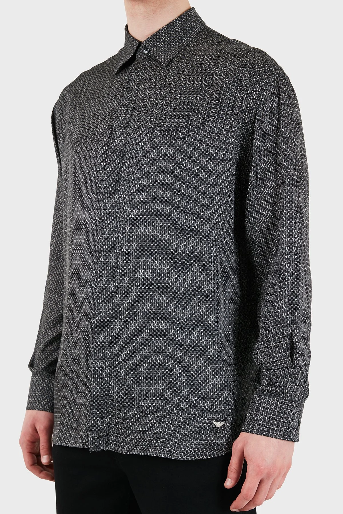 Emporio Armani Desenli Relaxed Fit Uzun Kollu Erkek Gömlek EM005762 AF13285 FC318 SİYAH - 5