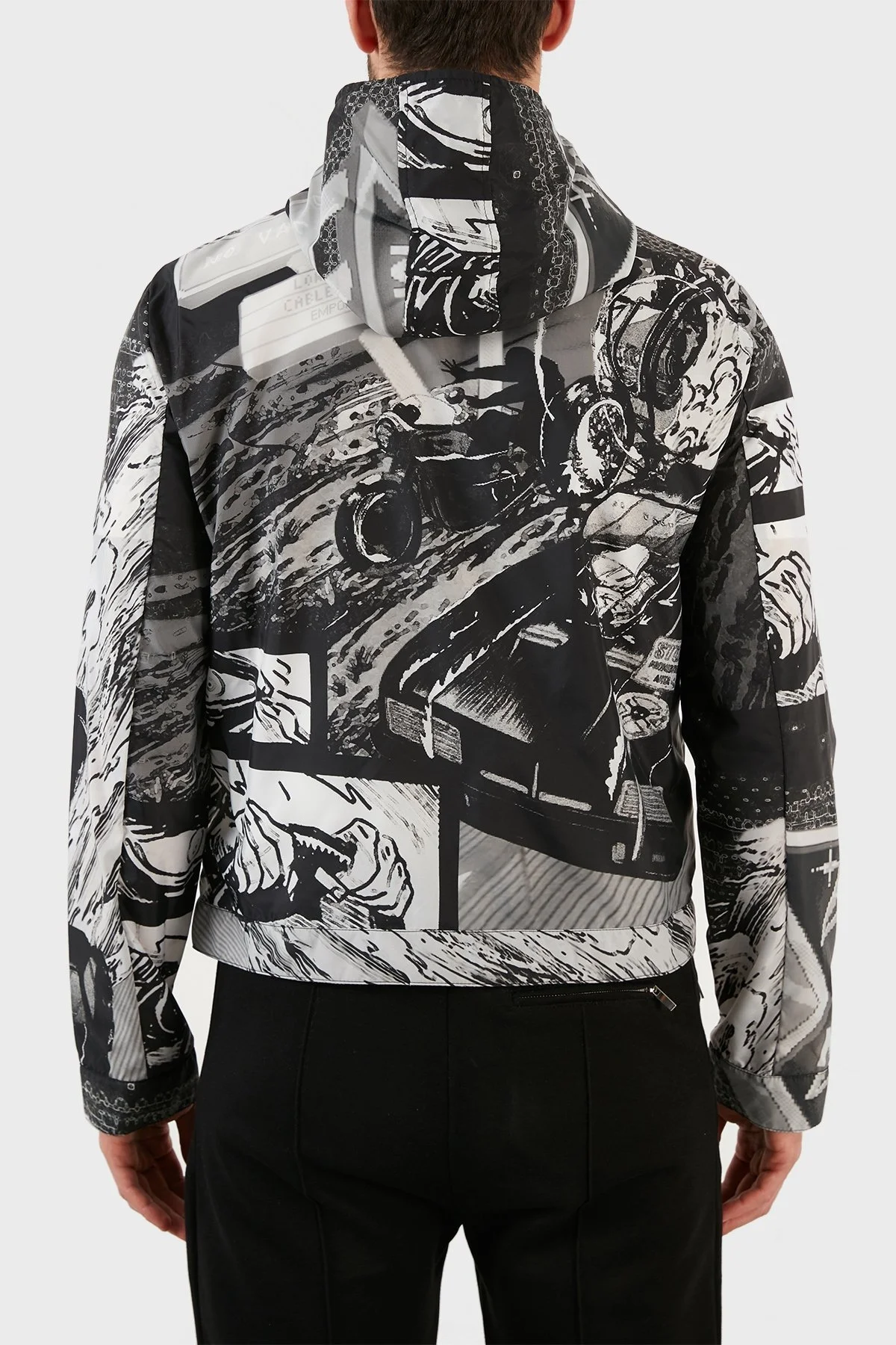 Emporio Armani Desenli Suya Dayanıklı Kapüşonlu Erkek Mont I1R410 I1018 991 GRİ - 7