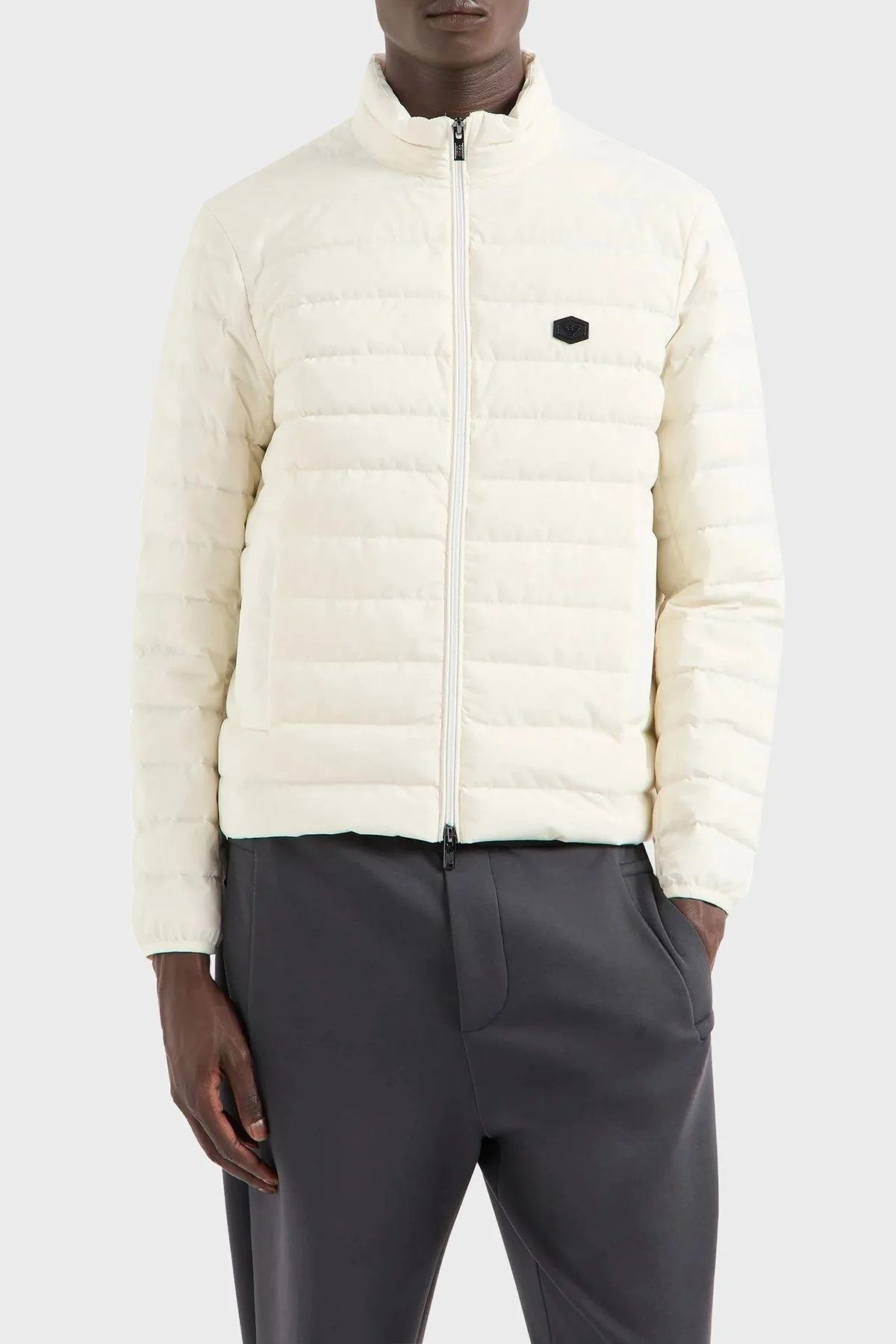 Emporio Armani Dik Yaka Cepli Kuş Tüyü Dolgulu Şişme Erkek Mont 8N1BQ2 1NLRZ 0101 BEYAZ - 1