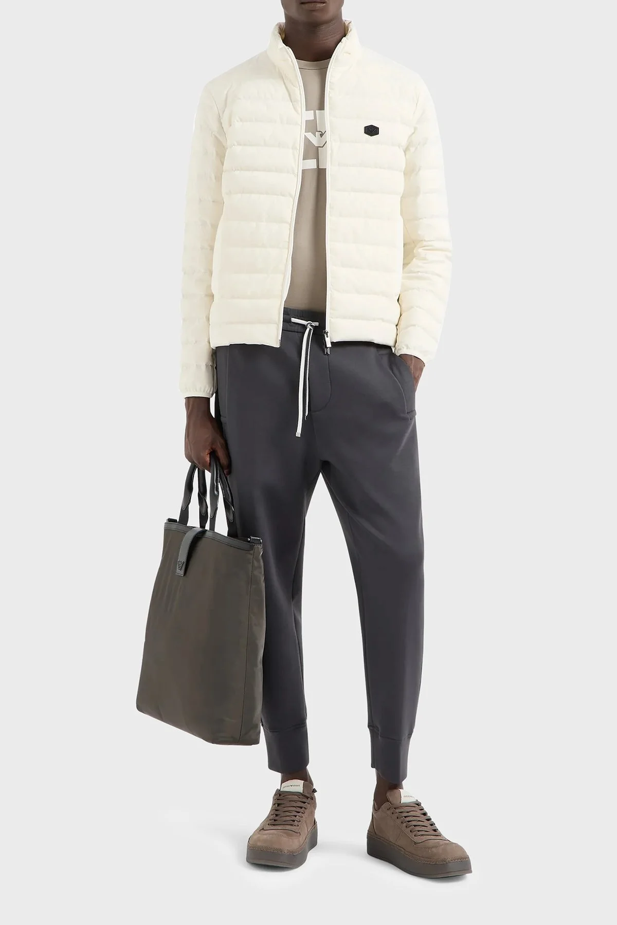 Emporio Armani Dik Yaka Cepli Kuş Tüyü Dolgulu Şişme Erkek Mont 8N1BQ2 1NLRZ 0101 BEYAZ - 2